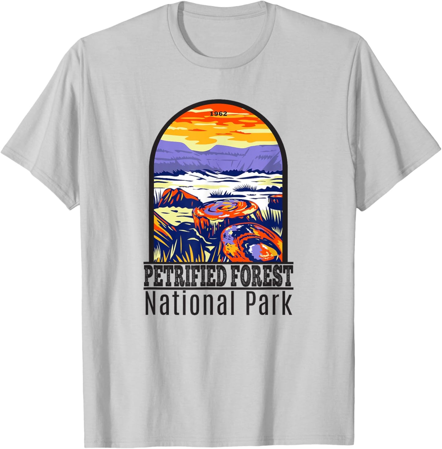 Totally Wild Designs Petrified Forest National Park Retro , Grey, Small, Classic Fit, Short Sleeve, , -Adult T-Shirt - T-Shirt | Ash