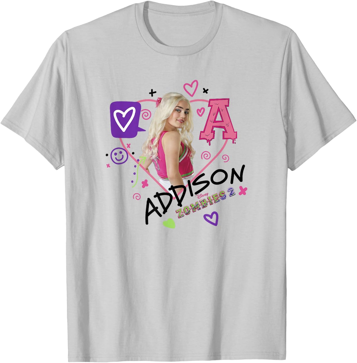 Disney Zombies Addison Doodled Portrait T-Shirt - T-Shirt | Ash