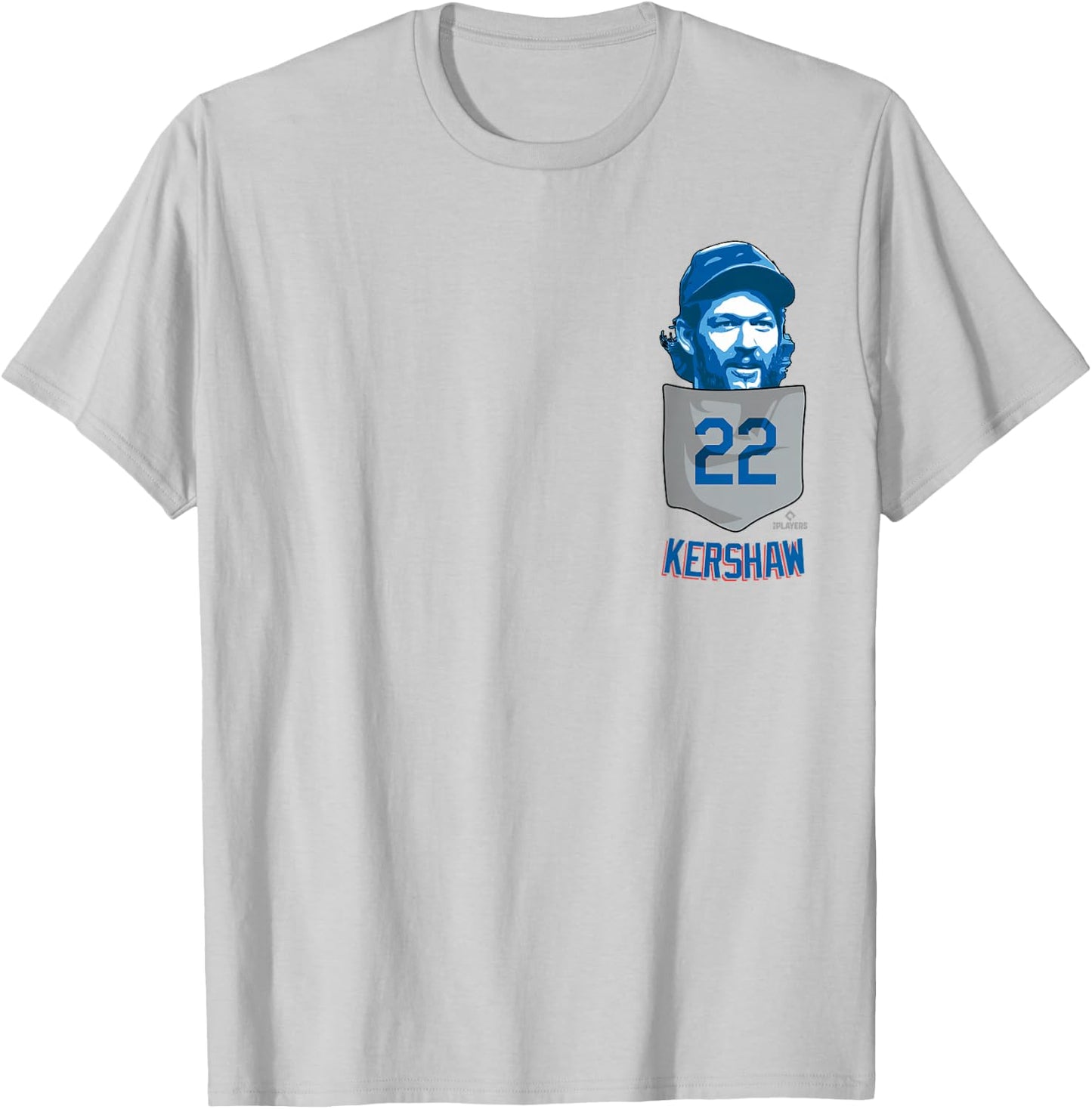 Clayton Kershaw Los Angeles Baseball Pocket MLBPA T-Shirt - T-Shirt | Ash