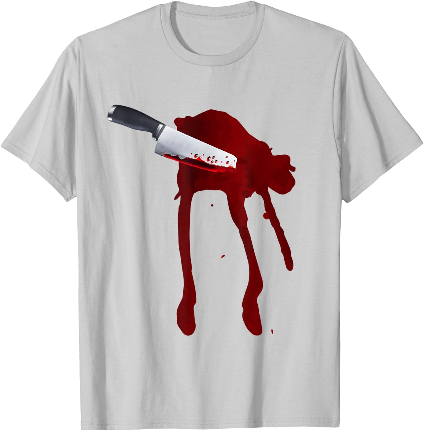 Last Minute Spooky Fake Blood Stab Wound Knife Stain Costume T-Shirt - T-Shirt | Ash