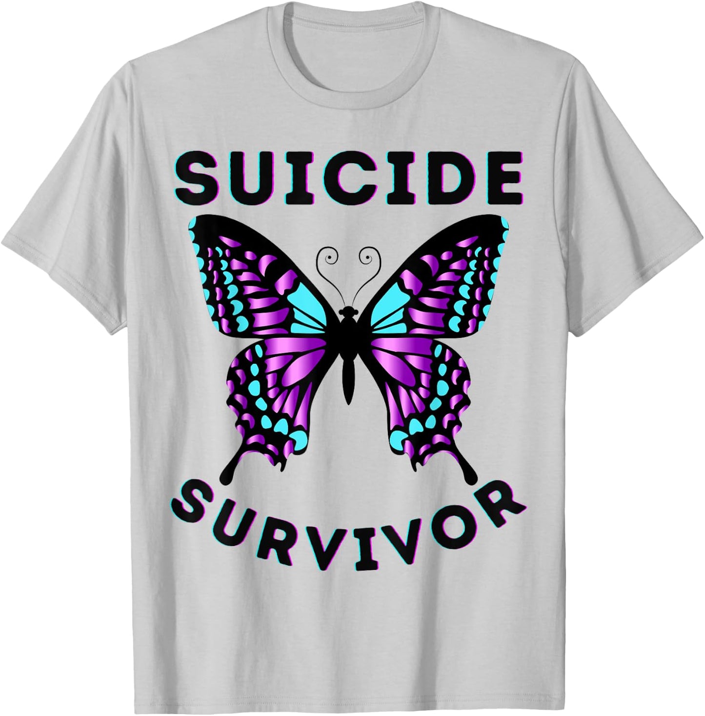 Butterfly Suicide Survivor Awareness Prevention Kid Boy Girl T-Shirt - T-Shirt | Ash