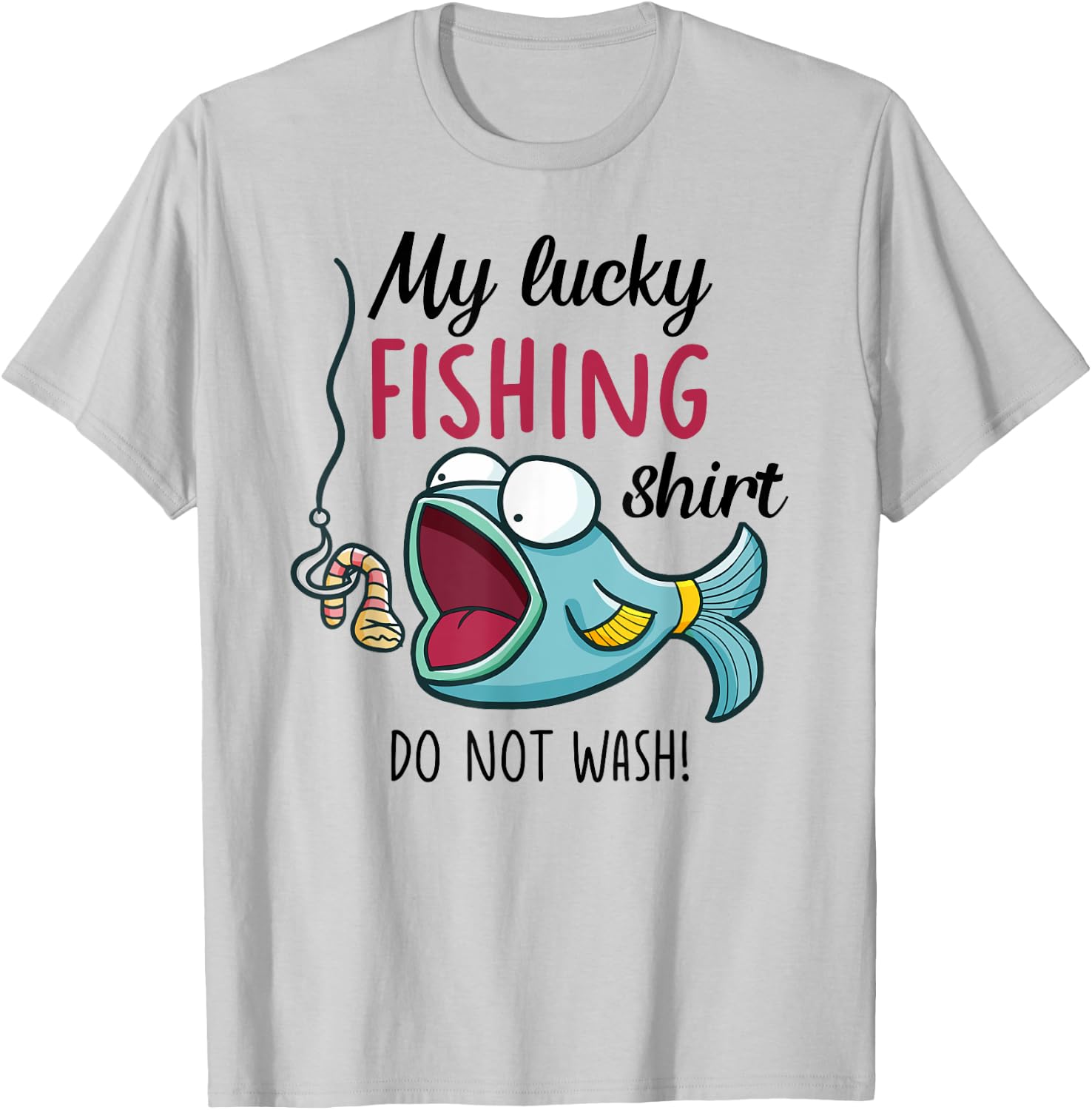 Lucky Fishing-Shirt Youth Kids Boys Funny Fish T-Shirt - T-Shirt | Ash