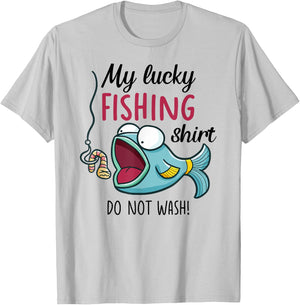 Lucky Fishing-Shirt Youth Kids Boys Funny Fish T-Shirt - T-Shirt | Ash