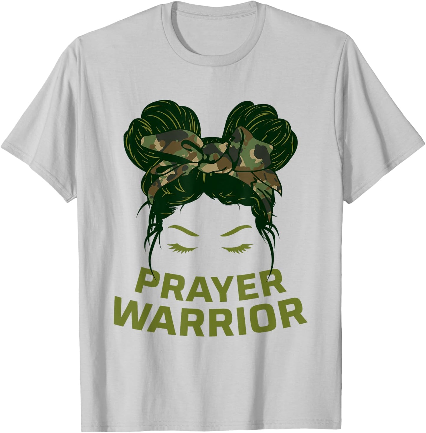 Prayer Warrior Teens Girls Camo Faith God Jesus Christian T-Shirt - T-Shirt | Ash