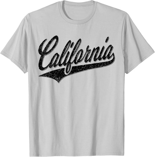 State of California Varsity Script Retro Sport Jersey Style T-Shirt - T-Shirt | Ash