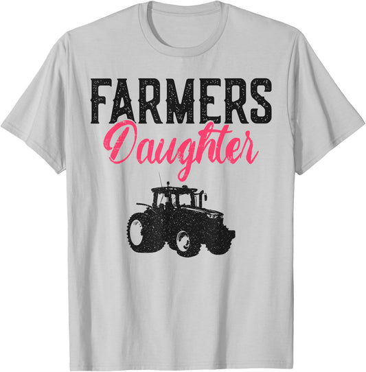 Farming Farmer Daughter Vintage Tractor Farmer's Daughter T-Shirt - T-Shirt | Ash