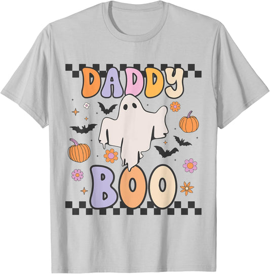 Daddy Boo Cute Retro Groovy Ghost Halloween Family Matching T-Shirt - T-Shirt | Ash