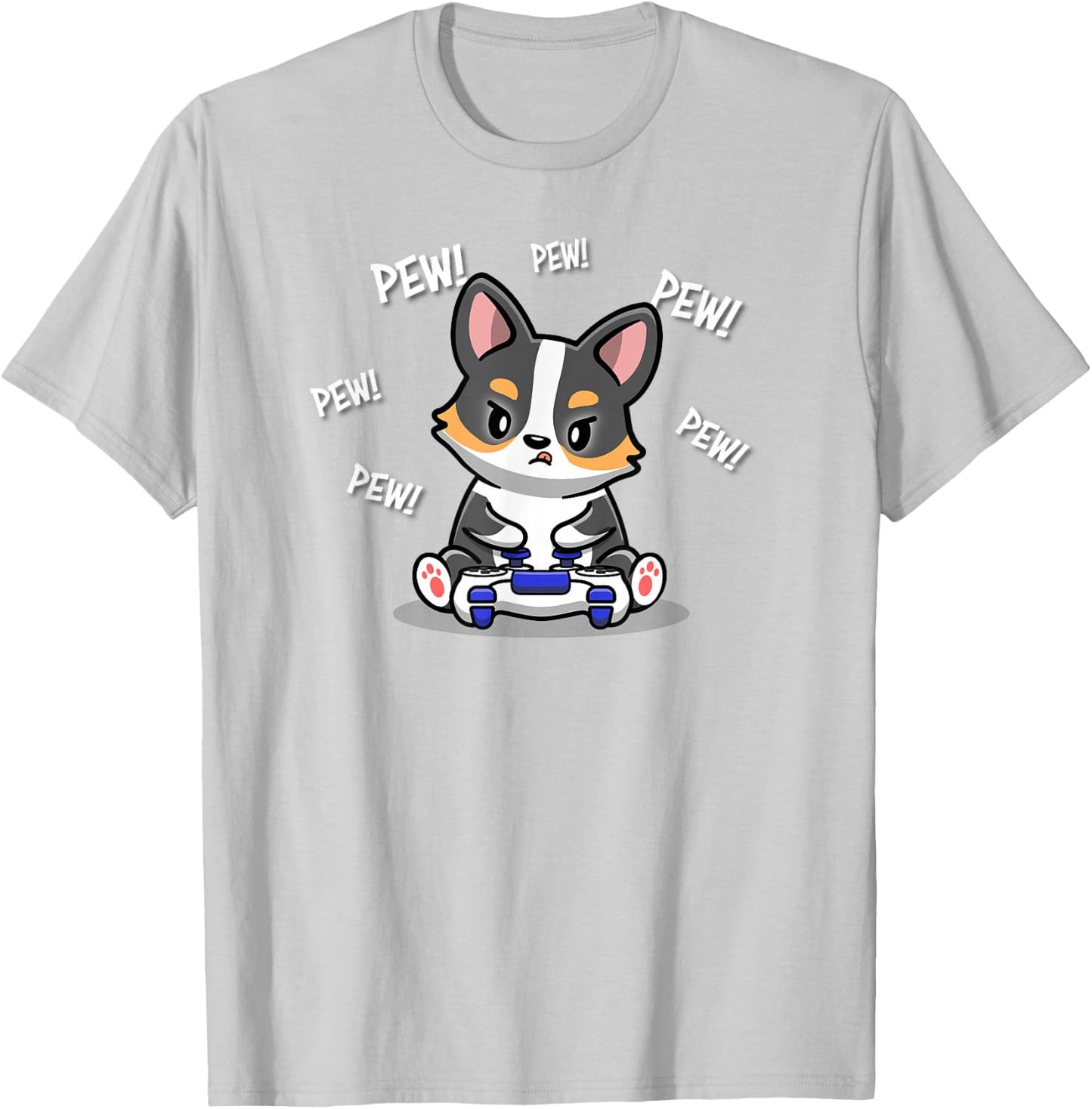Funny Kawaii Kids Boy Video Gamer Black Tricolor Corgi Lover T-Shirt - T-Shirt | Ash