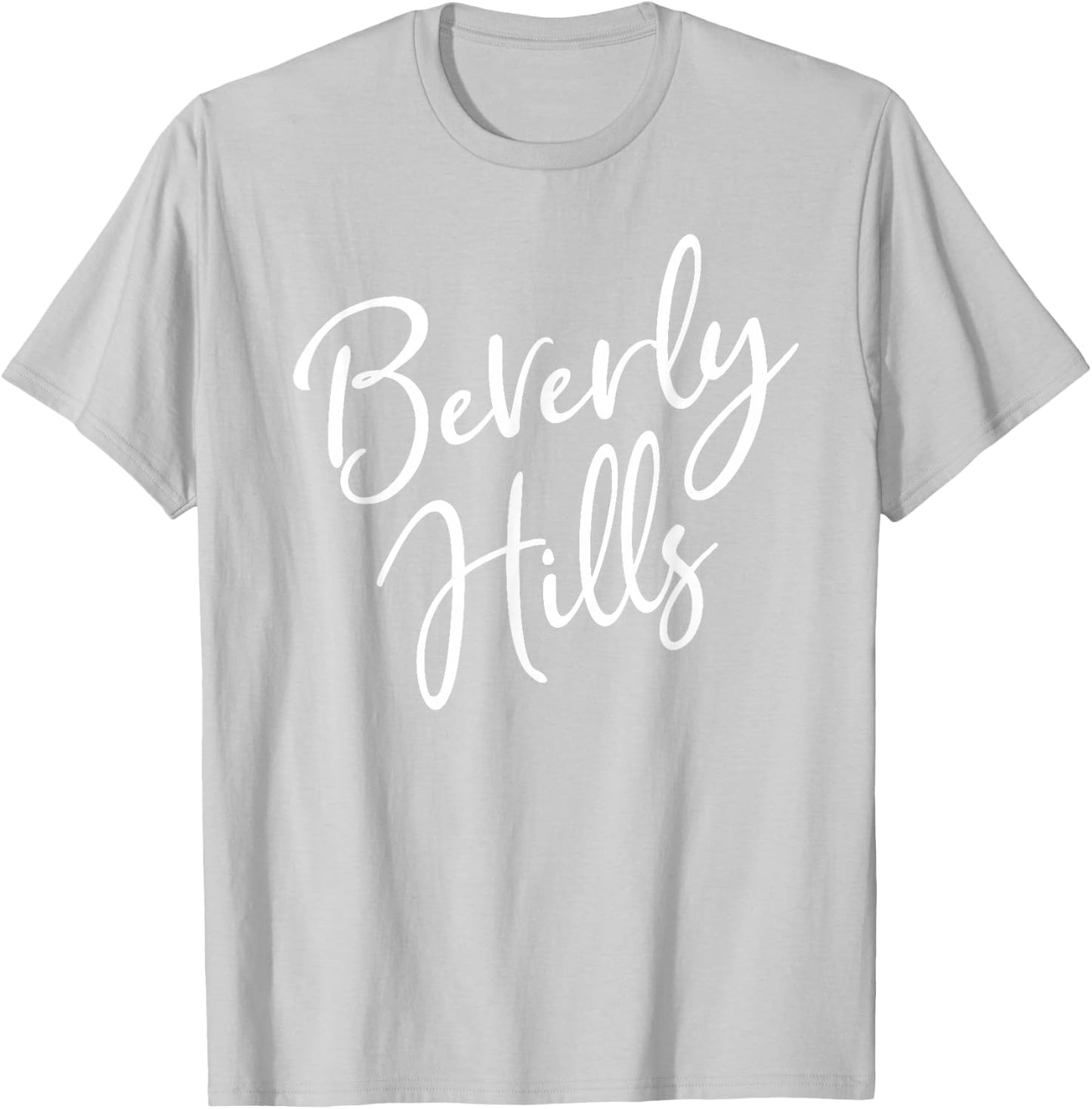 Beverly Hills Script Text Pink with White Print T-Shirt - T-Shirt | Ash