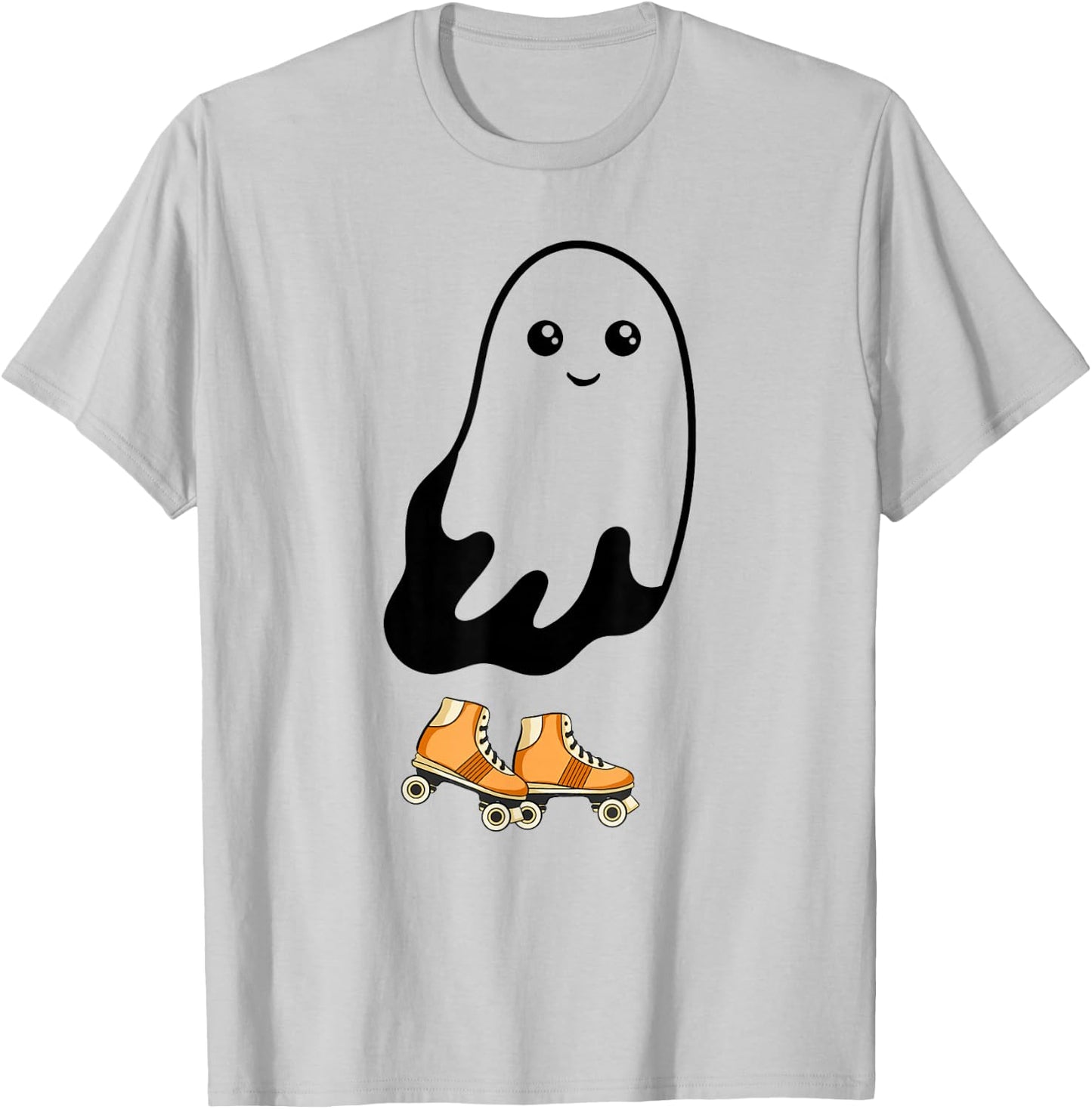 Ghost Roller Skating Funny Halloween Roller Skate Ghost T-Shirt - T-Shirt | Ash