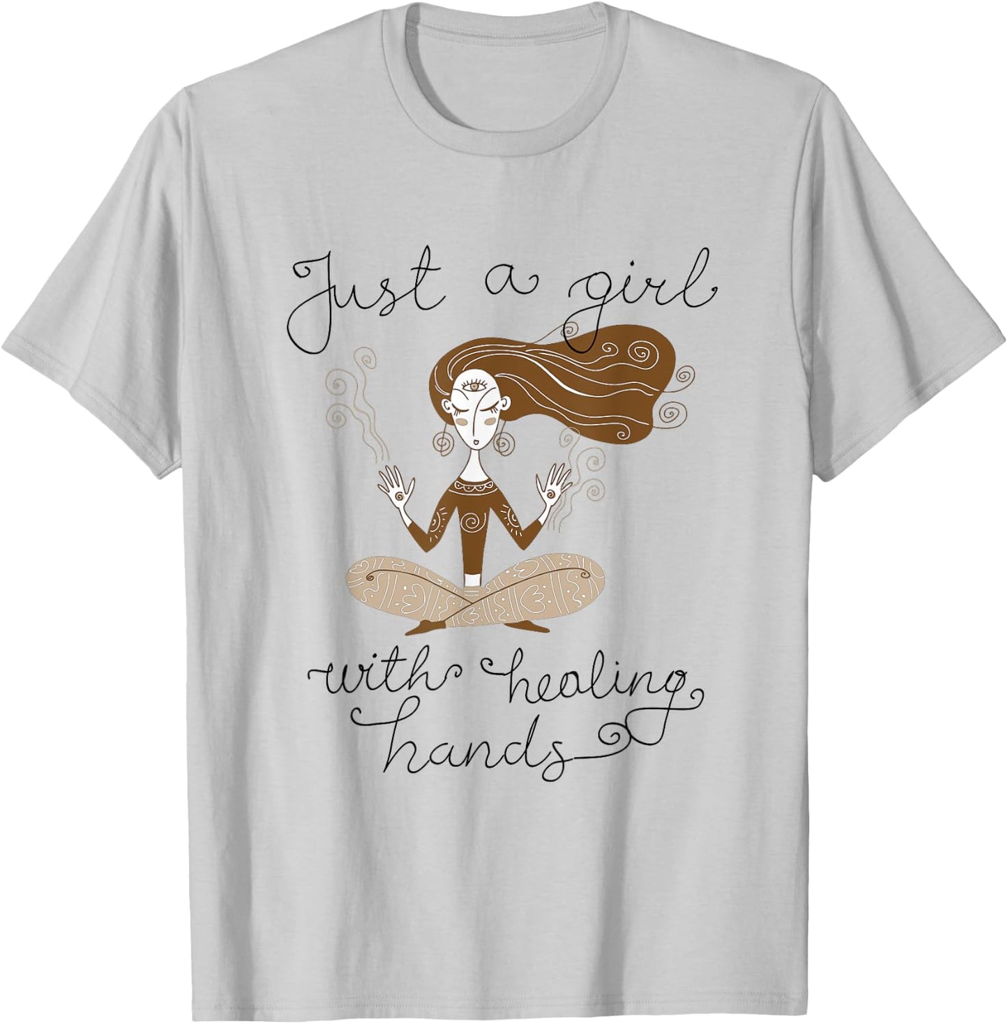 A Girl With Healing Hands Reiki Master Reiki Therapist T-Shirt - T-Shirt | Ash
