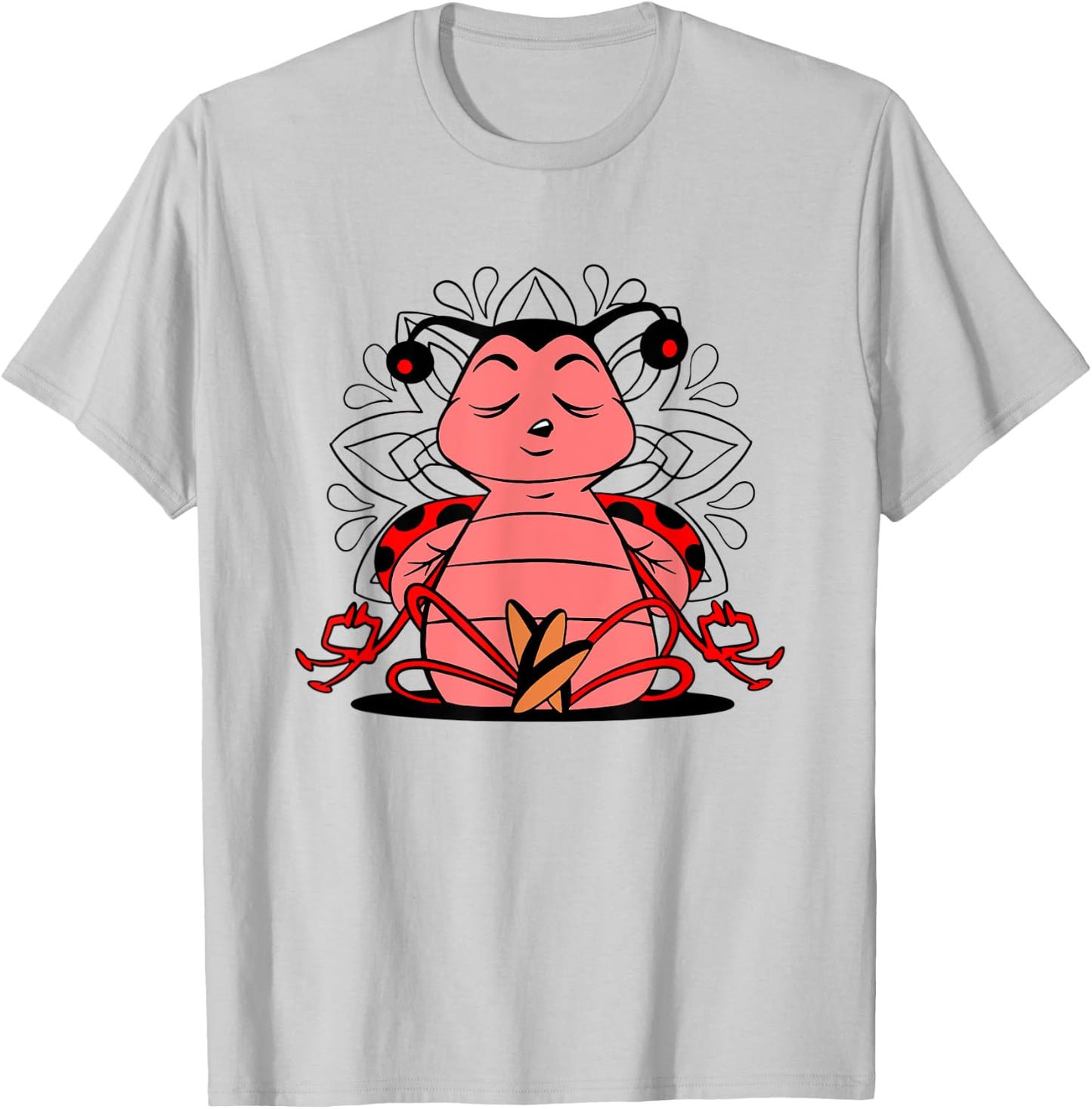 Meditating Ladybug doing yoga for meditation and mindfulness T-Shirt - T-Shirt | Ash