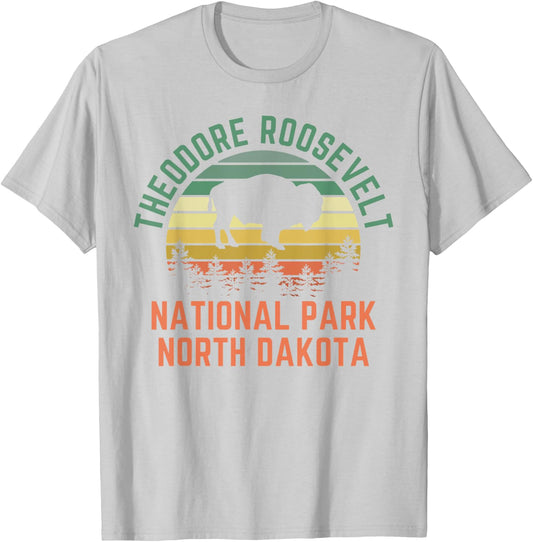 Theodore Roosevelt North Dakota Nature Hiking Outdoors T-Shirt - T-Shirt | Ash