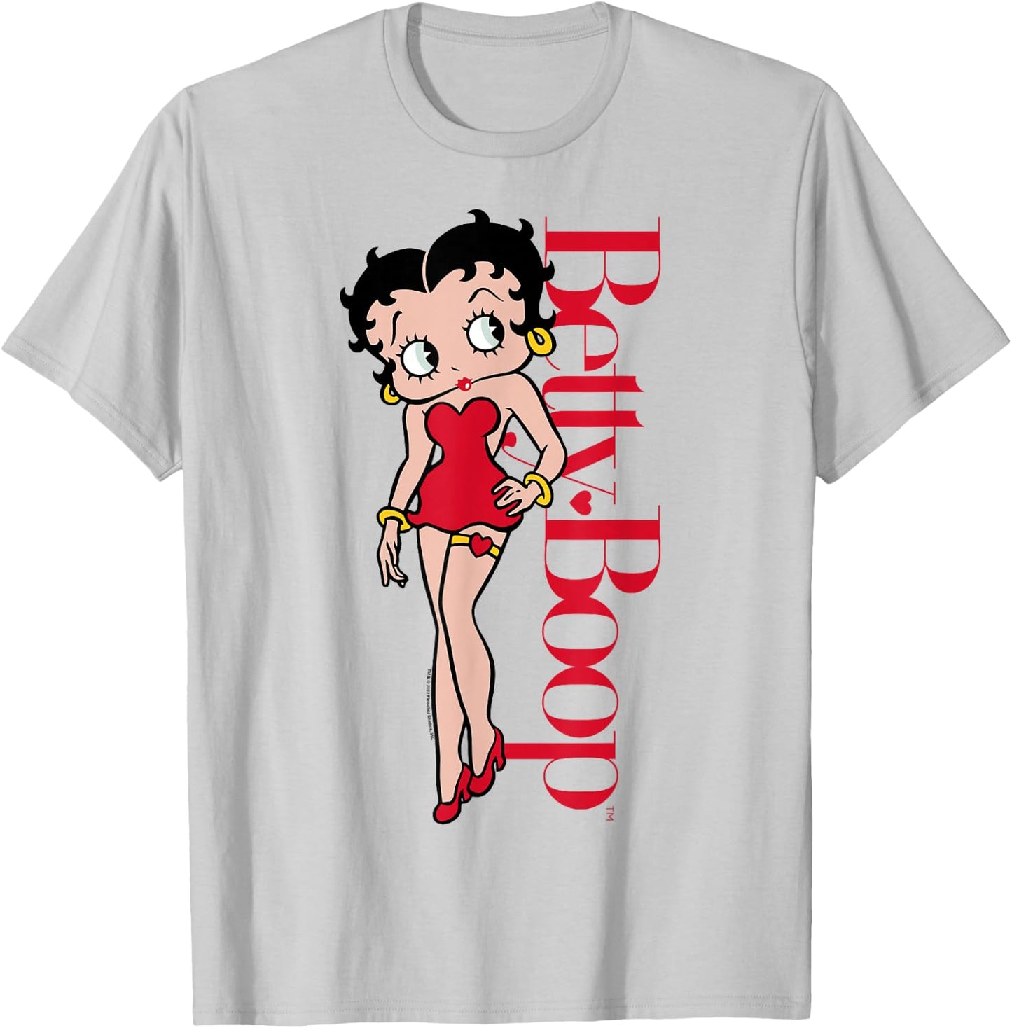 Betty Boop Vertical Text Portrait T-Shirt - T-Shirt | Ash