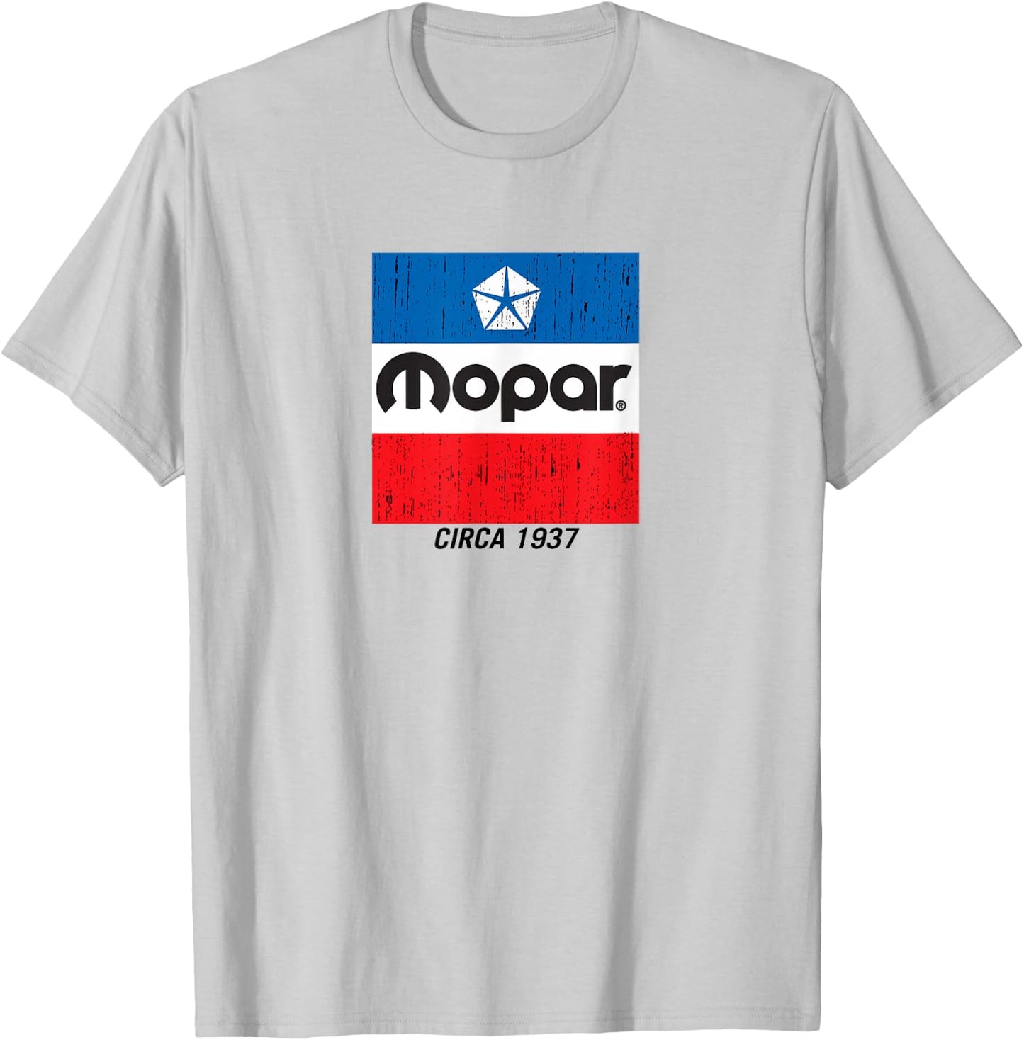 Mopar Distressed Retro Flag Logo T-Shirt - T-Shirt | Ash