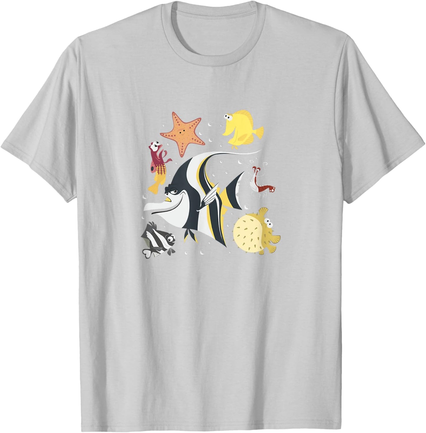Disney Pixar Finding Nemo Fish Tank Gang Group Shot Logo T-Shirt - T-Shirt | Ash