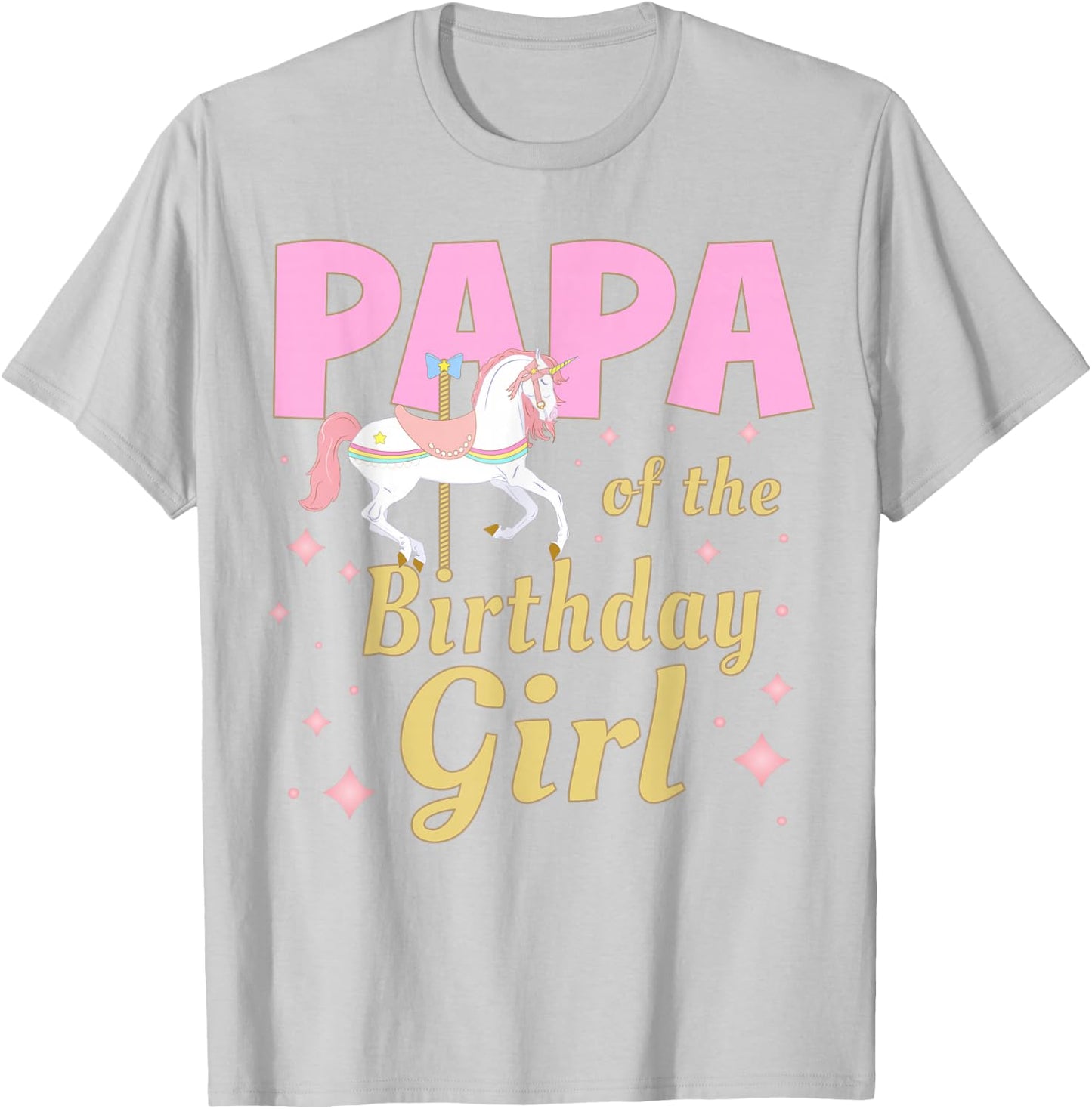 Papa Carousel Party 1st First Birthday Girl Family Matching T-Shirt - T-Shirt | Ash