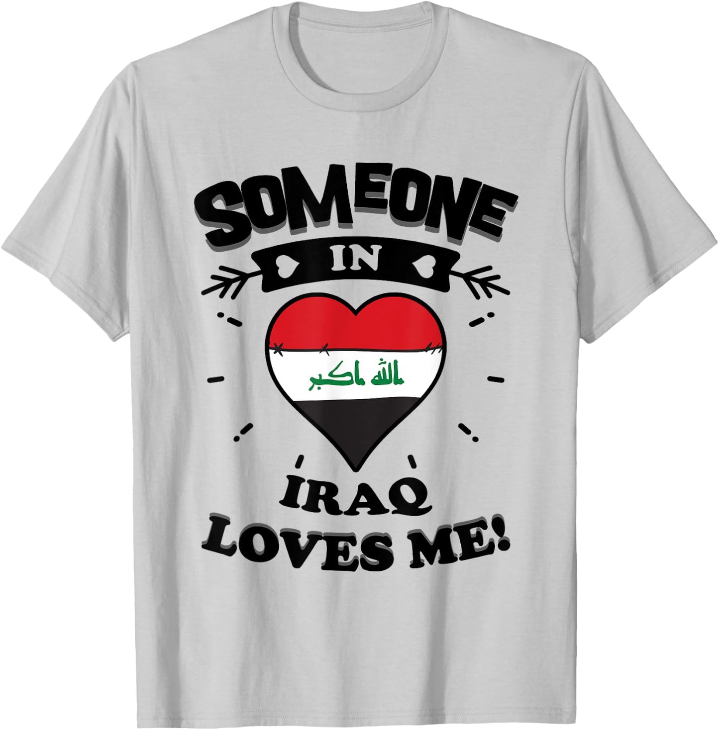 Someone In Iraq Loves Me Iraqi Flag Heart T-Shirt - T-Shirt | Ash