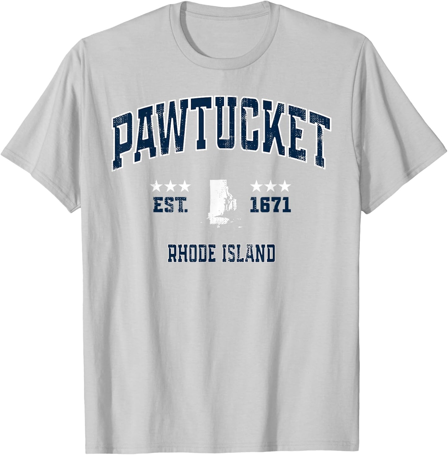 Pawtucket Rhode Island RI Vintage Athletic Navy Sports T-Shirt - T-Shirt | Ash