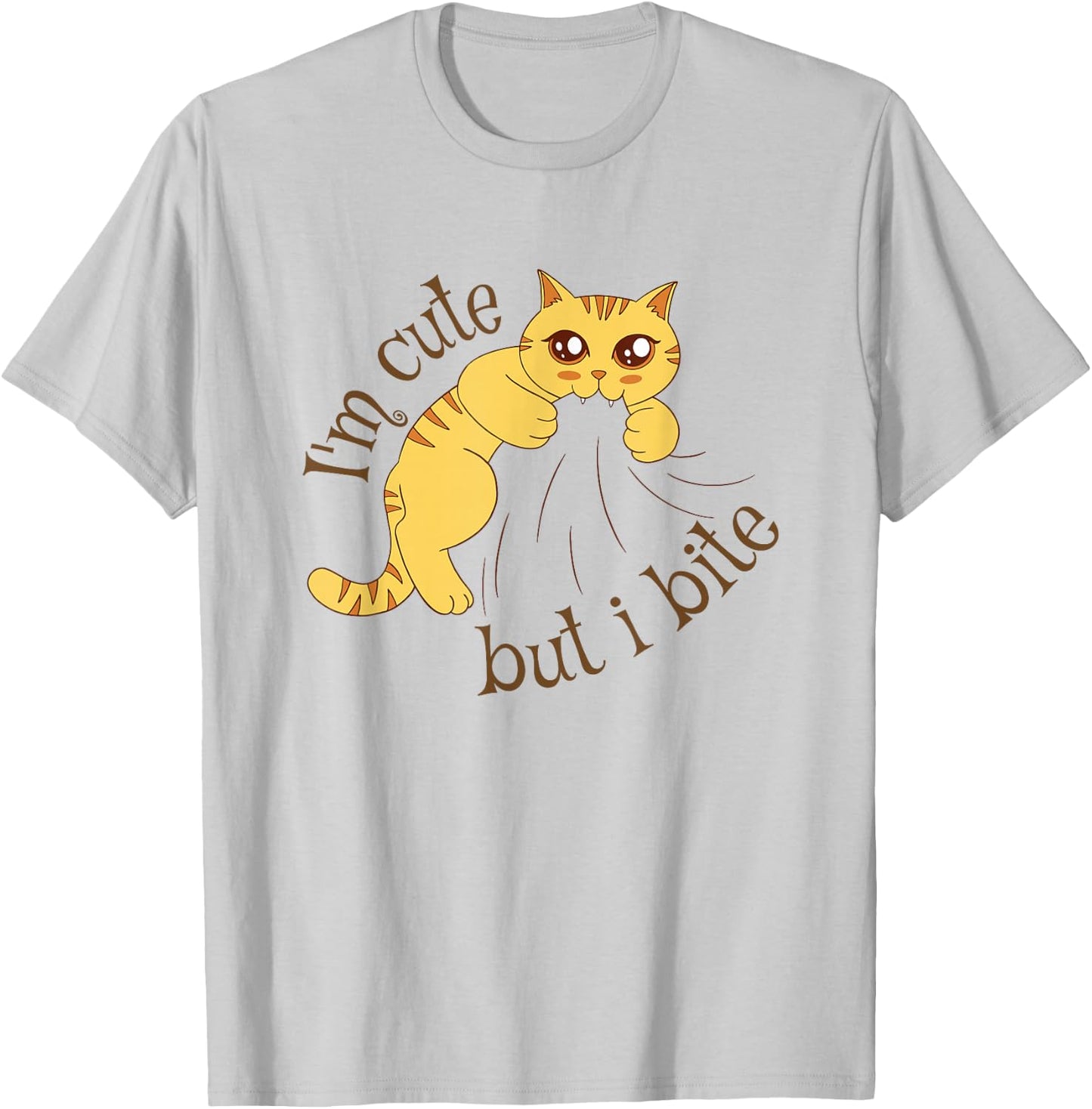 I'm Cute But I Bite Funny Cat T-Shirt - T-Shirt | Ash