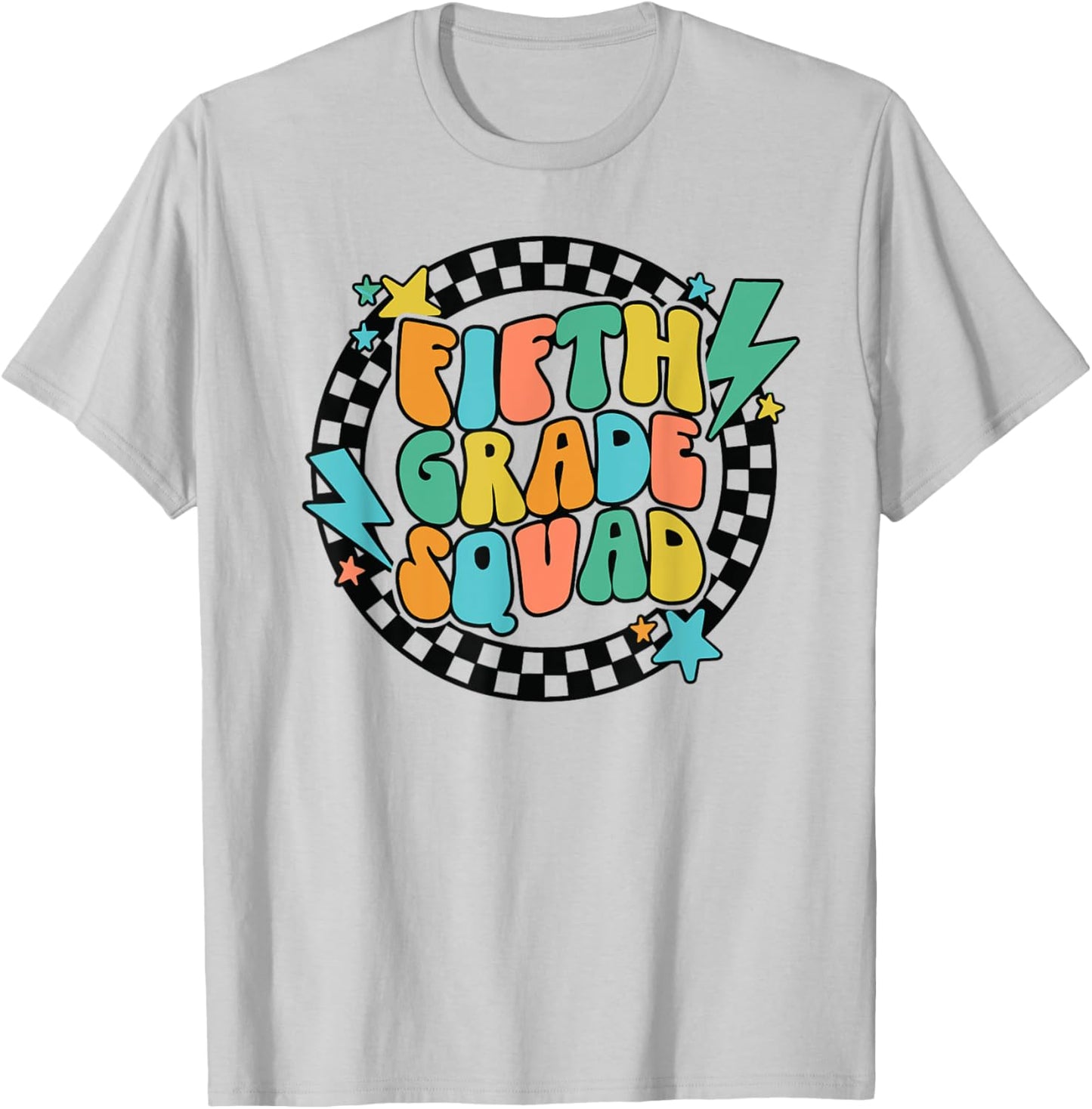 Back To School Groovy Teacher Fifth 5th Grade Crew Squad T-Shirt - T-Shirt | Ash