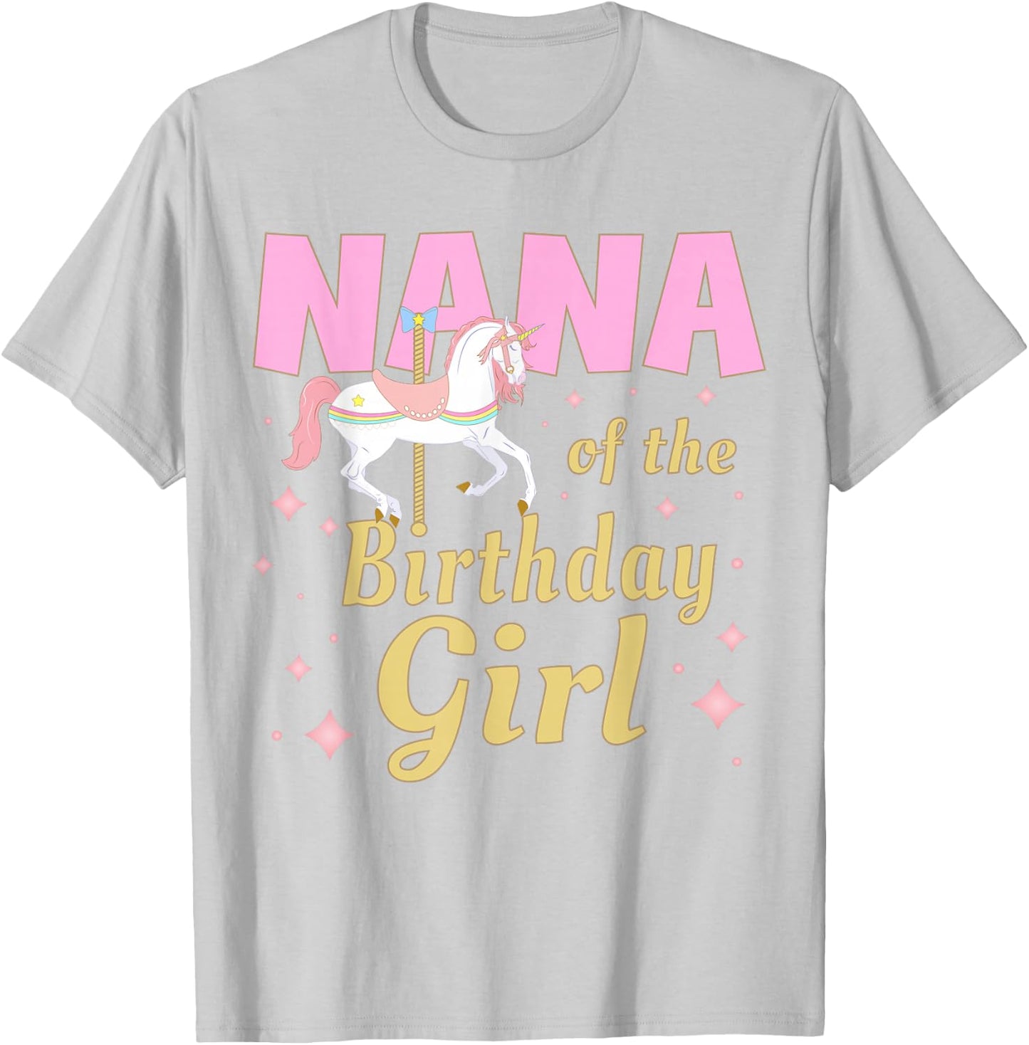 Nana Carousel Party 1st First Birthday Girl Family Matching T-Shirt - T-Shirt | Ash