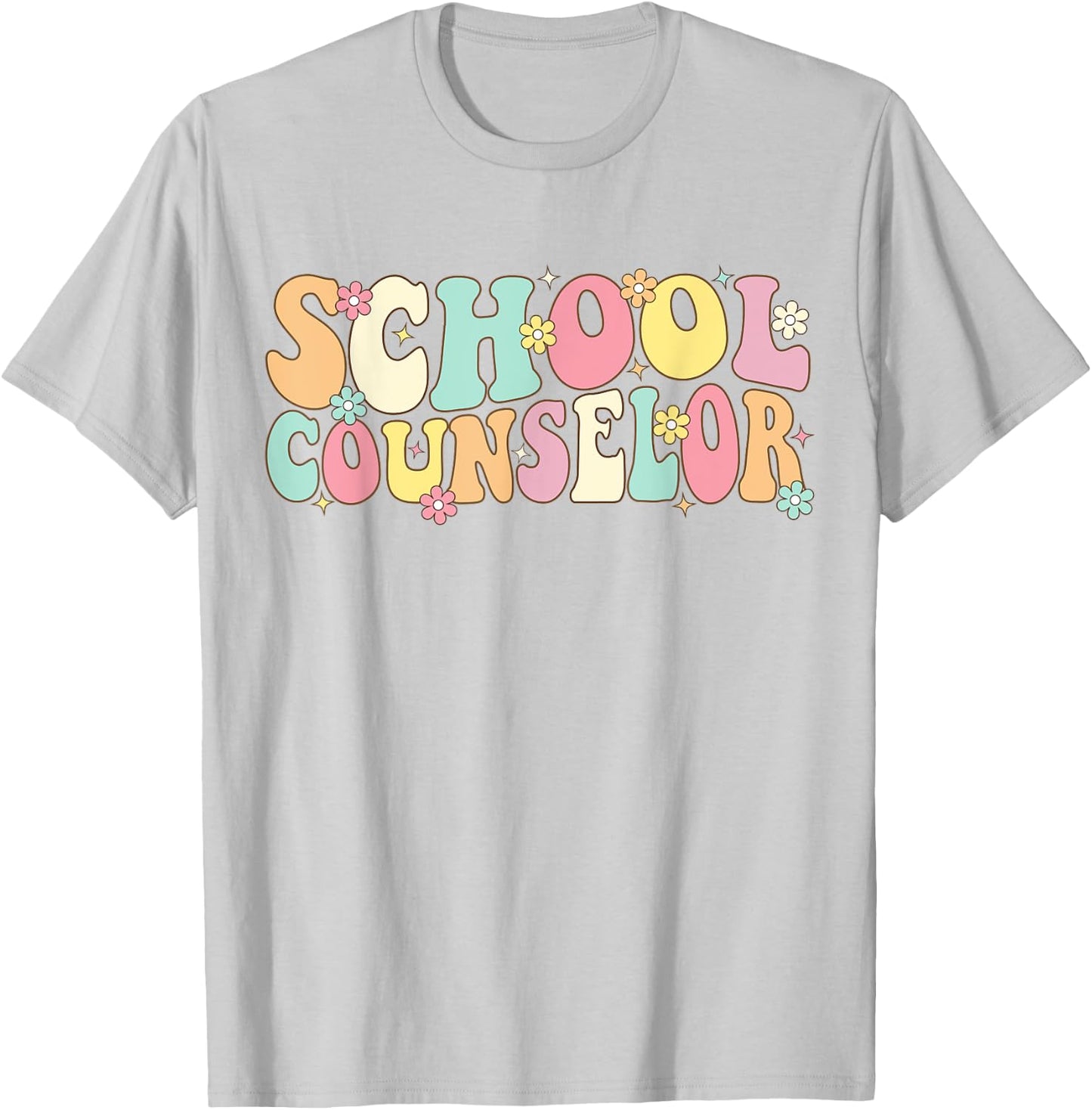 Groovy School Counselor Back To School Teacher Counseling Men Women Girls Kids T-Shirt - T-Shirt | Ash