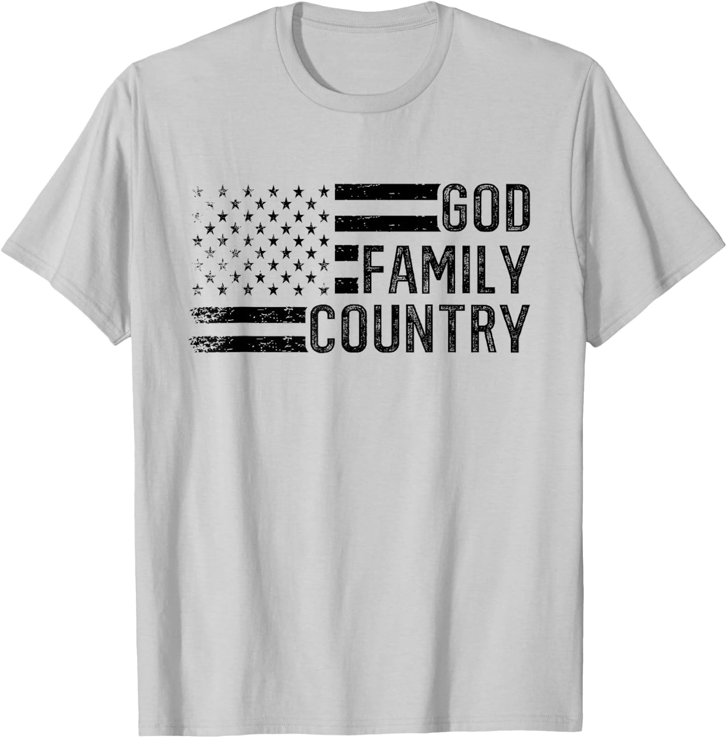 God Family Country - Patriotic Christian US Flag T-Shirt - T-Shirt | Ash