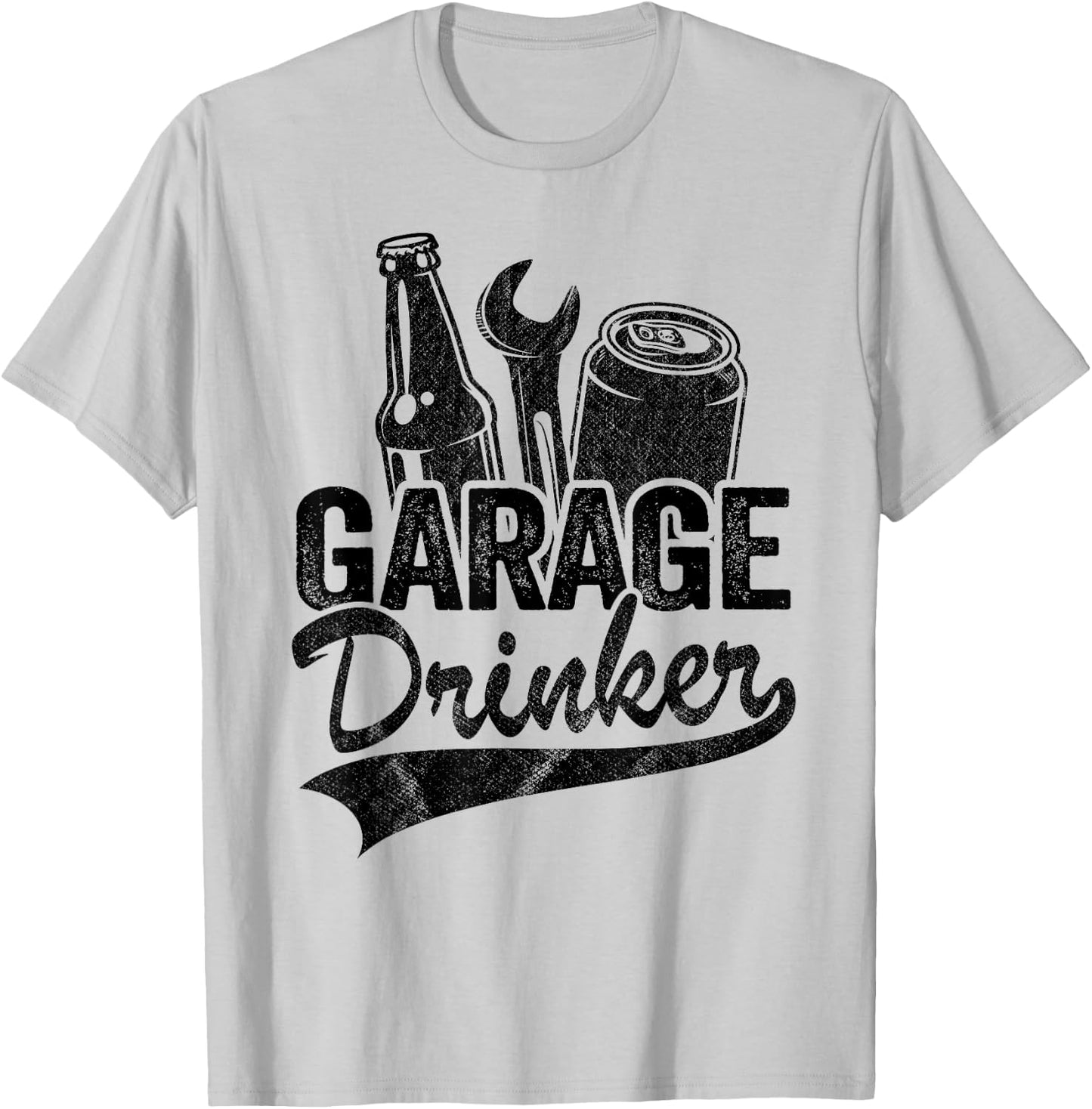 Garage Drinker Day Drinking Supporter Beer Funny Mechanic T-Shirt - T-Shirt | Ash