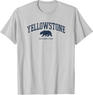 Yellowstone National Park Retro T-Shirt - T-Shirt | Ash