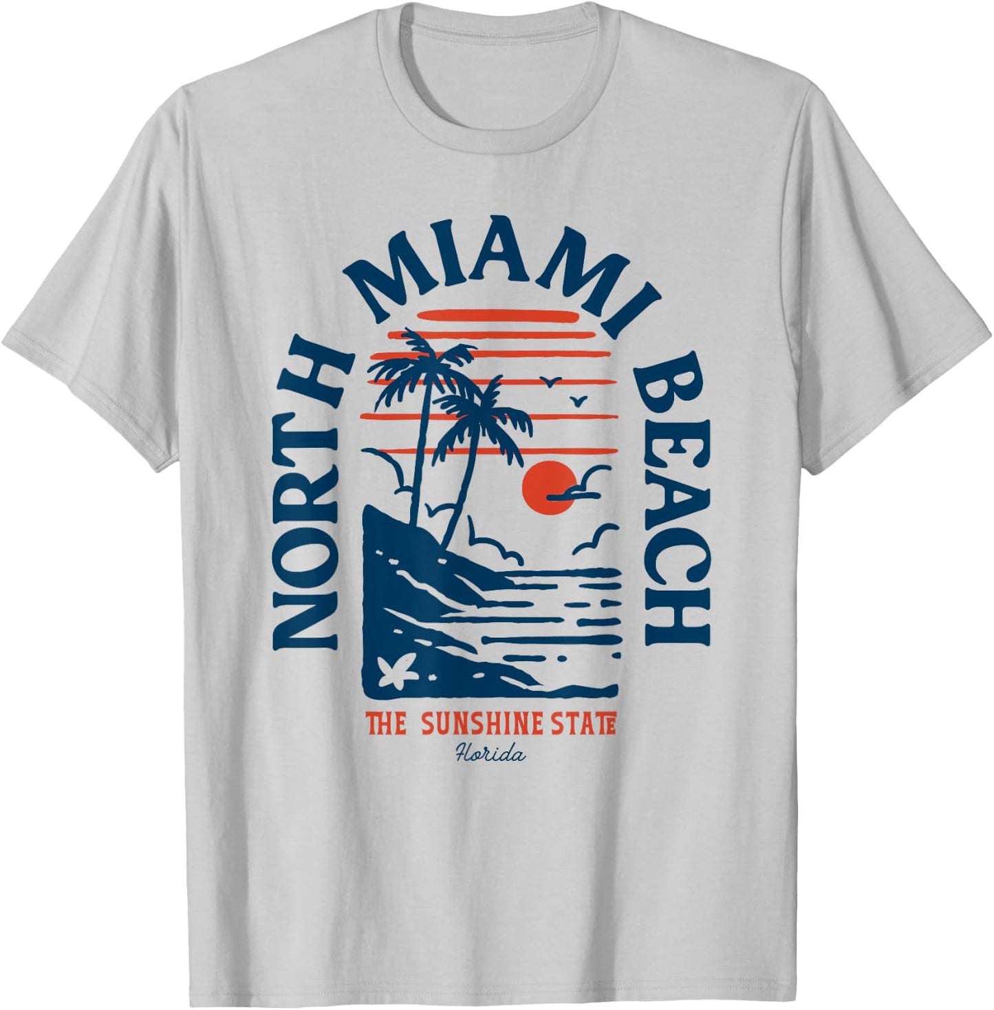 North Miami Beach Florida Beach Surf Vintage Blue T-Shirt - T-Shirt | Ash