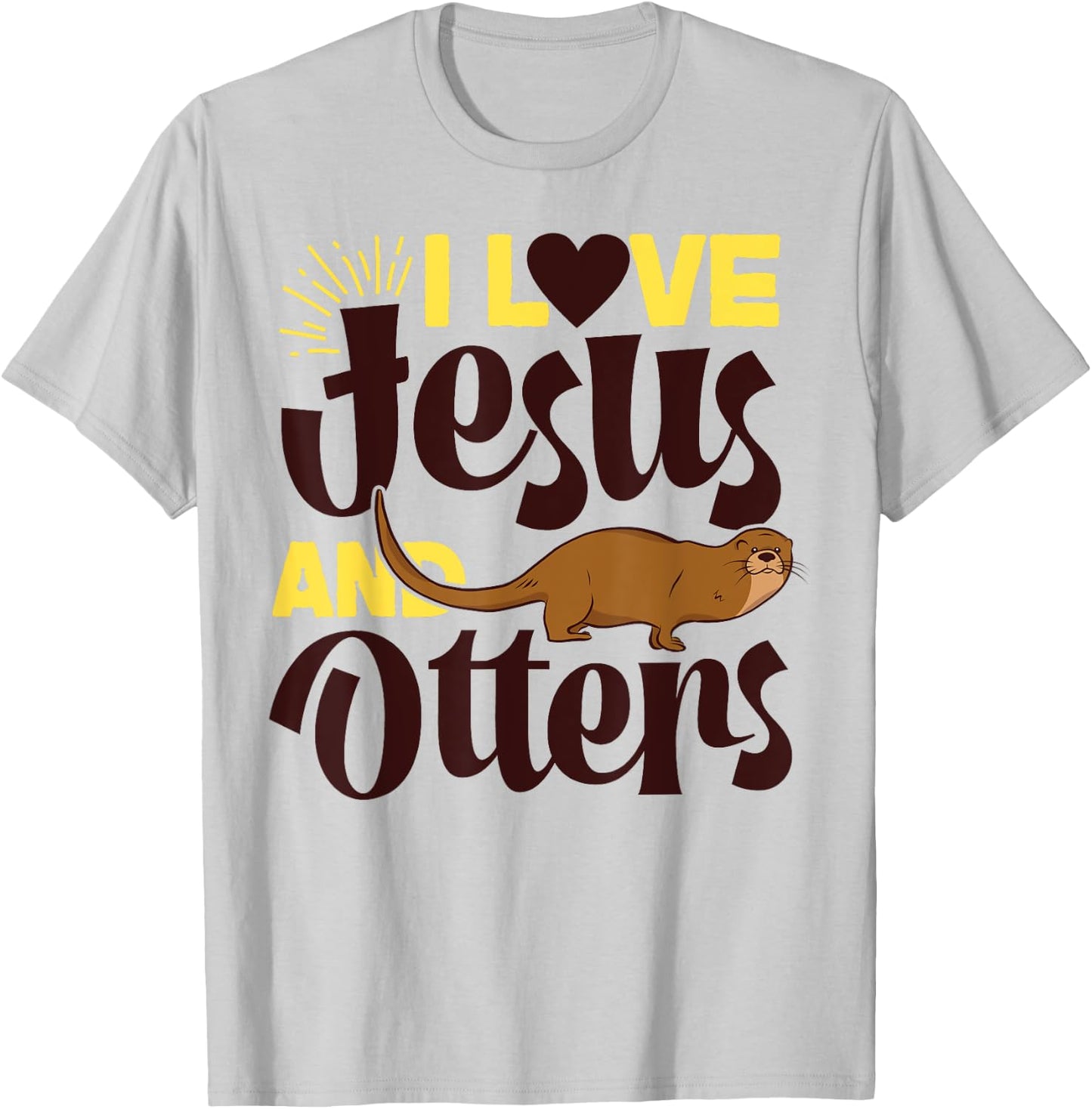 Otter Jesus Faith Christian I Love Jesus And Otters T-Shirt - T-Shirt | Ash