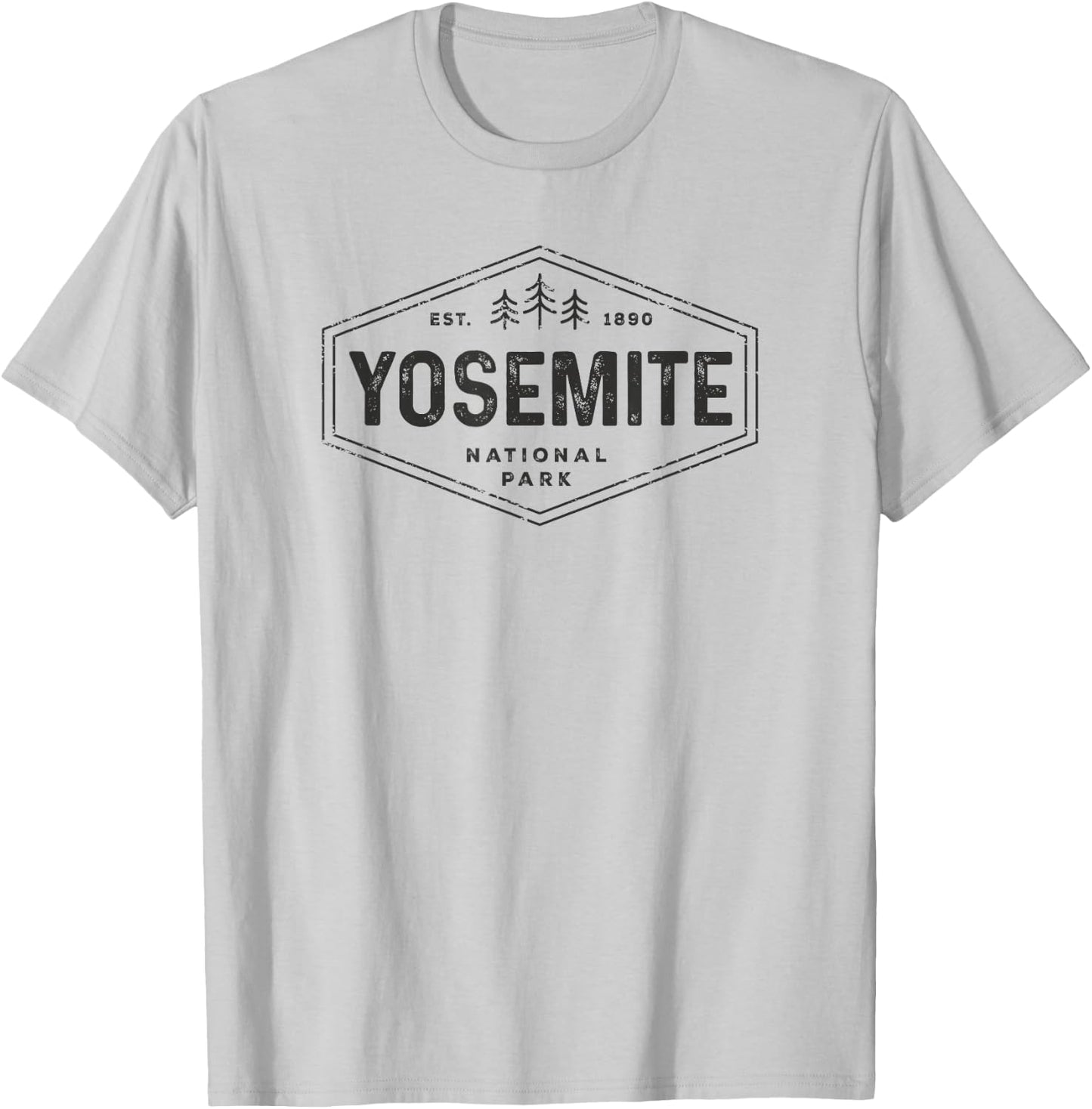 Retro Yosemite California Established 1890 National Park T-Shirt - T-Shirt | Ash