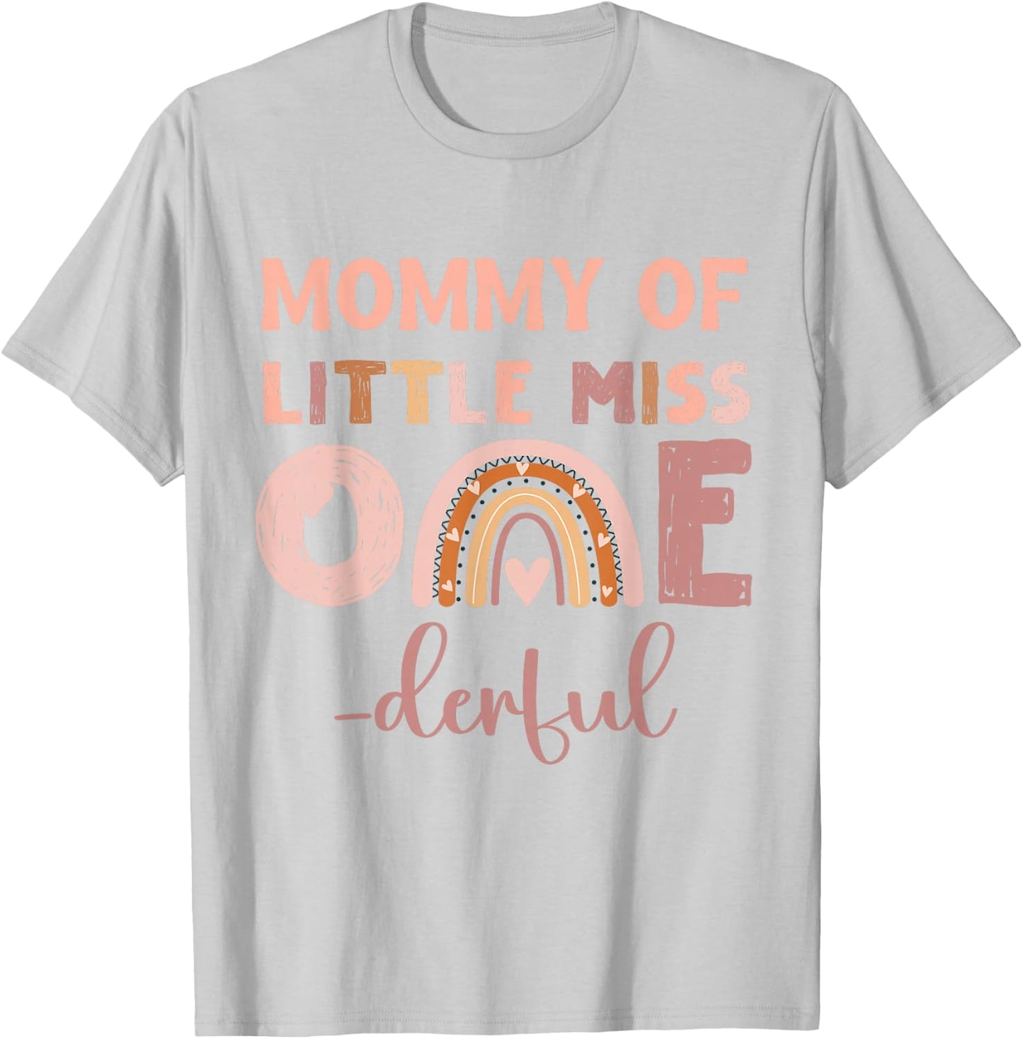 Boho Mommy of Miss Onederful 1st Birthday Girl Cute Rainbo Small T-Shirt - T-Shirt | Ash