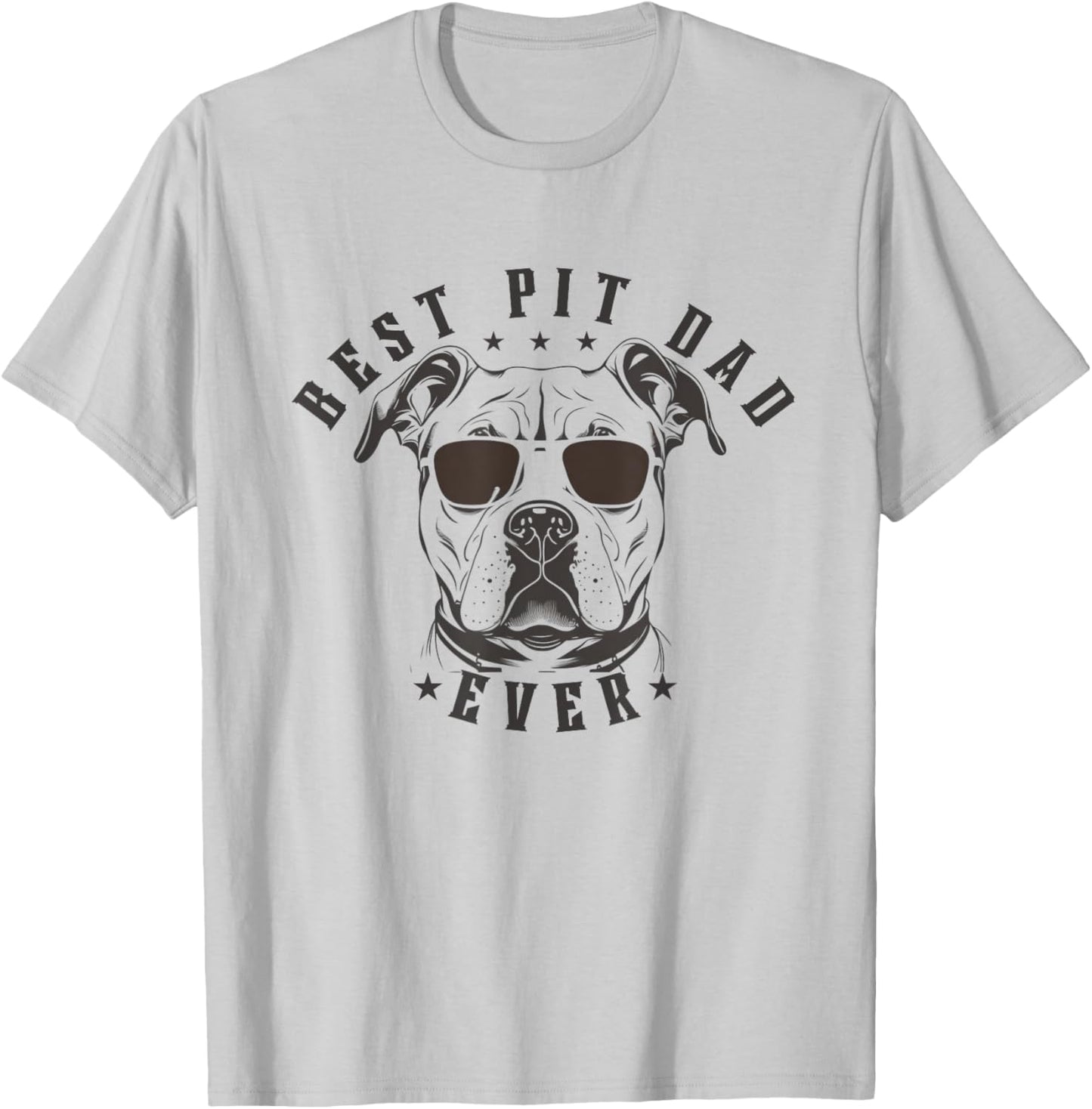 Men's Best Pitbull Dad Ever with Graphic Pitbull Face T-Shirt - T-Shirt | Ash