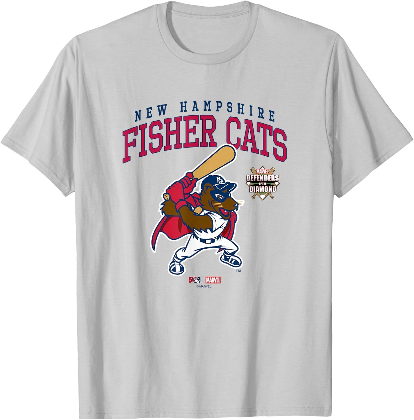 Marvel x MiLB New Hampshire Fisher Cats Big Chest Logo T-Shirt - T-Shirt | Ash