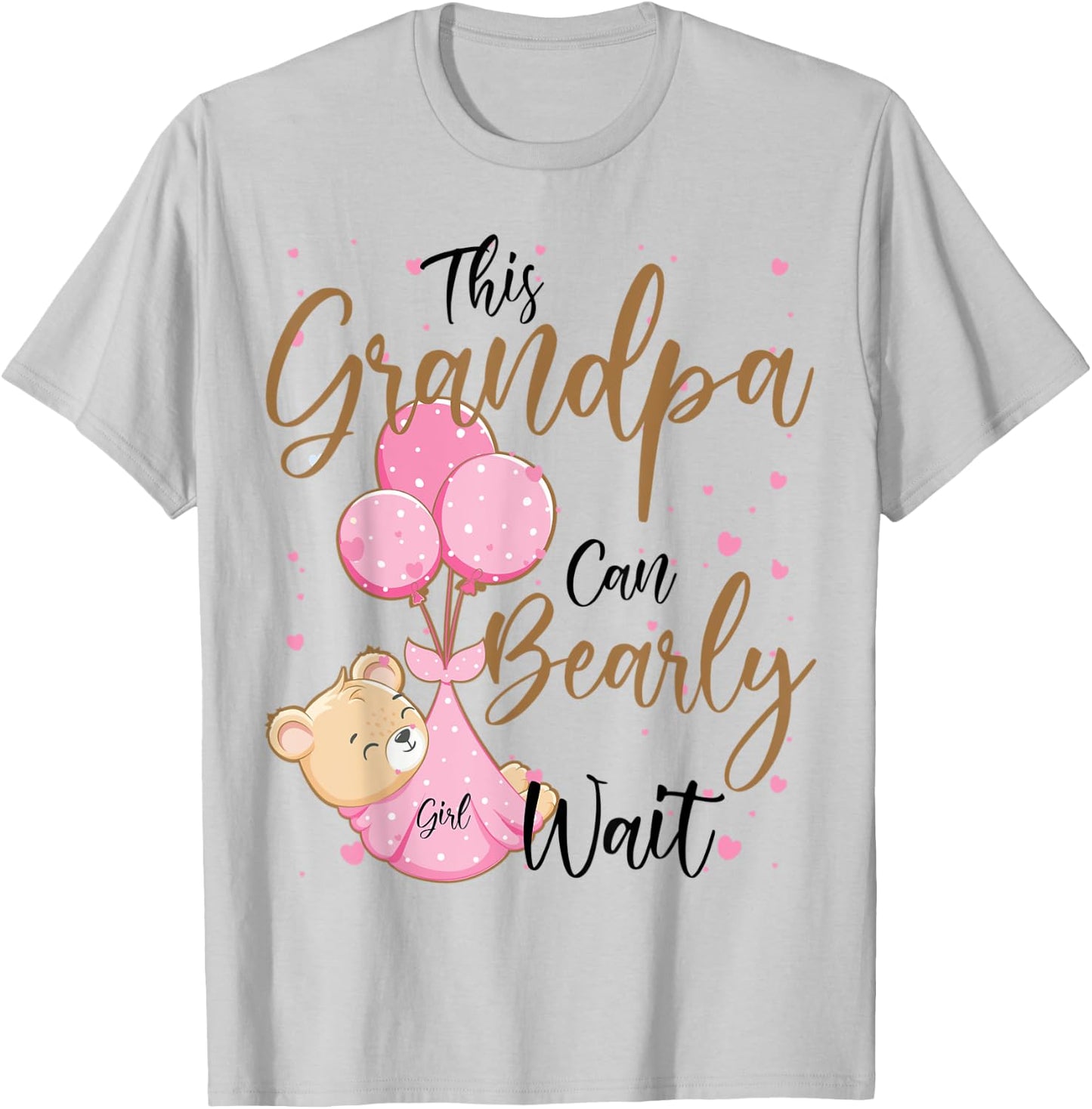 Baby Bear Baby Shower Spring Grandpa Bearly Wait Baby Girl T-Shirt - T-Shirt | Ash