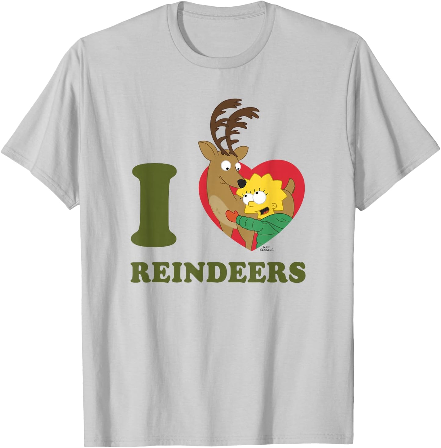 The Simpsons Christmas Maggie I Love Reindeers T-Shirt - T-Shirt | Ash