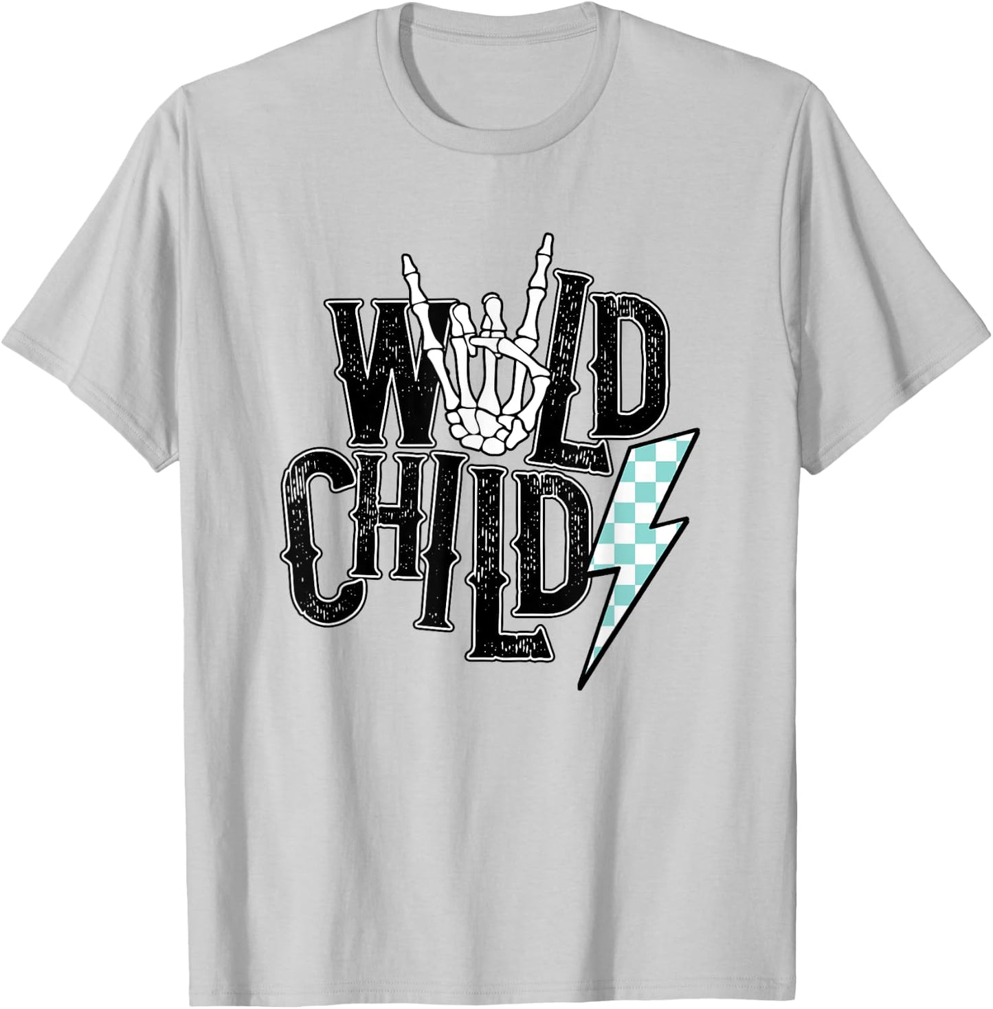 Wild Child Lightning Checkered T-Shirt - T-Shirt | Ash