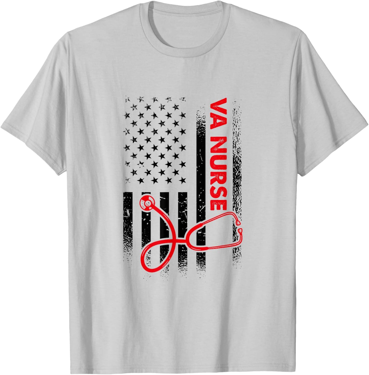 Proud American Military Nurse, VA Nursing T-Shirt - T-Shirt | Ash