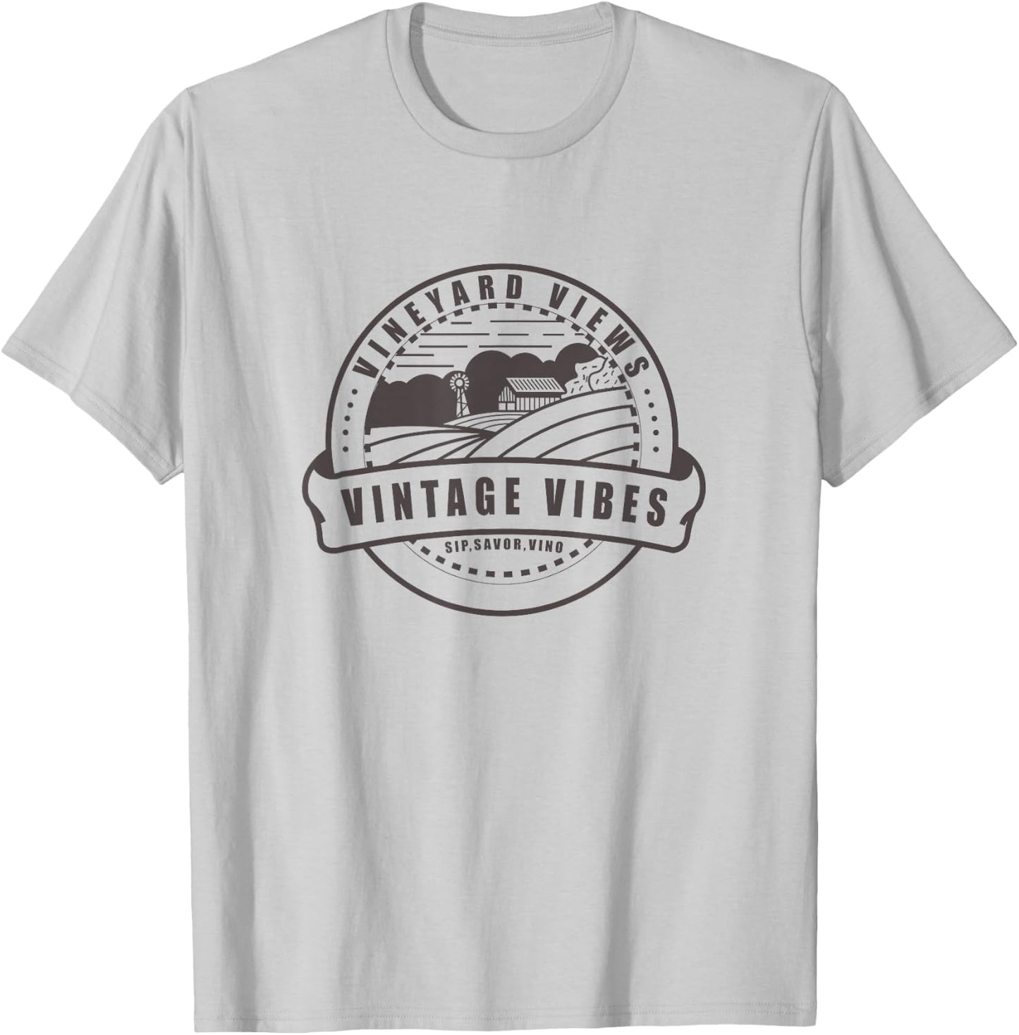 Vineyard Views Vintage Vibes Winery Farm Vines T-Shirt - T-Shirt | Ash