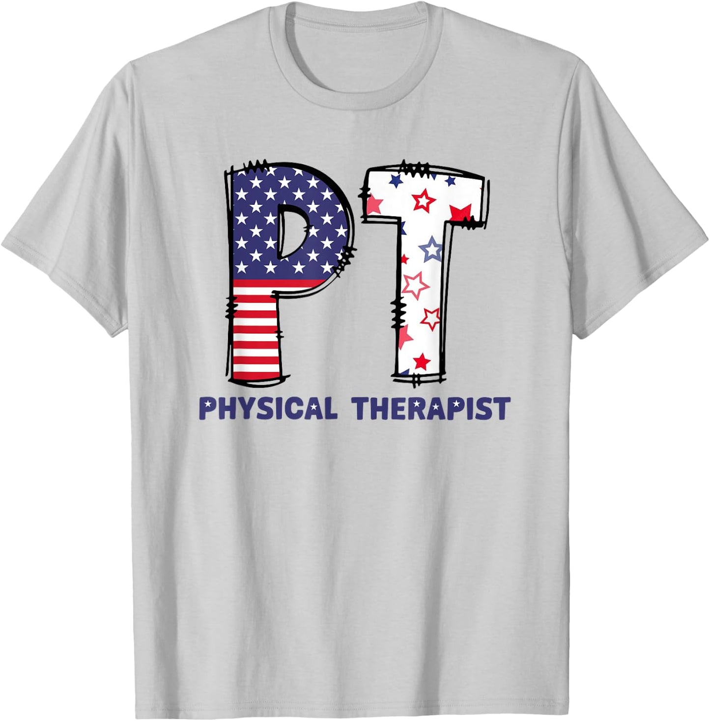 Pt 4Th Of July Physical Therapist Therapy Usa Flag Women Men T-Shirt - T-Shirt | Ash