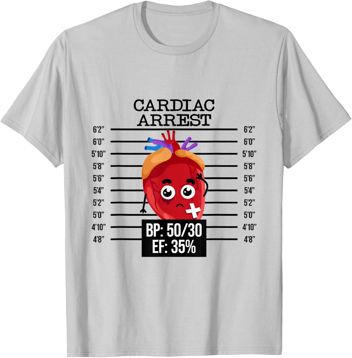Funny Cardiology Badge Reel, Cardiac Arrest EKG Badge Holder T-Shirt - T-Shirt | Ash