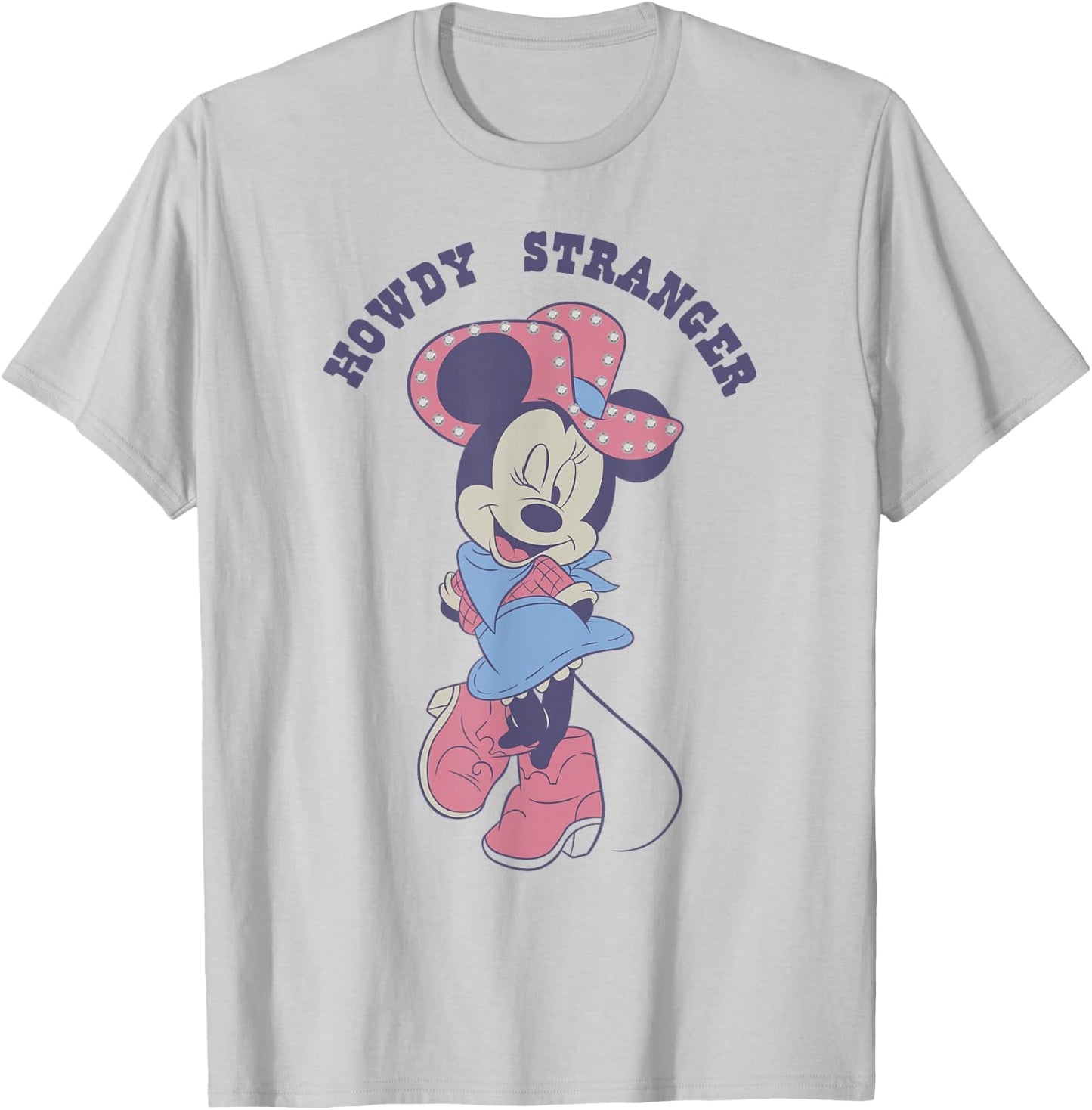 Disney Minnie Mouse Sassy Cowgirl Howdy Stranger Wink Logo T-Shirt - T-Shirt | Ash