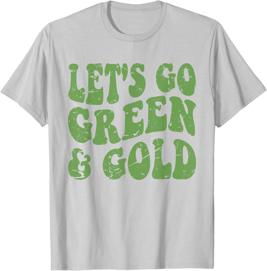 Let's Go Green & Gold Vintage Game Day Team Favorite Colors T-Shirt - T-Shirt | Ash