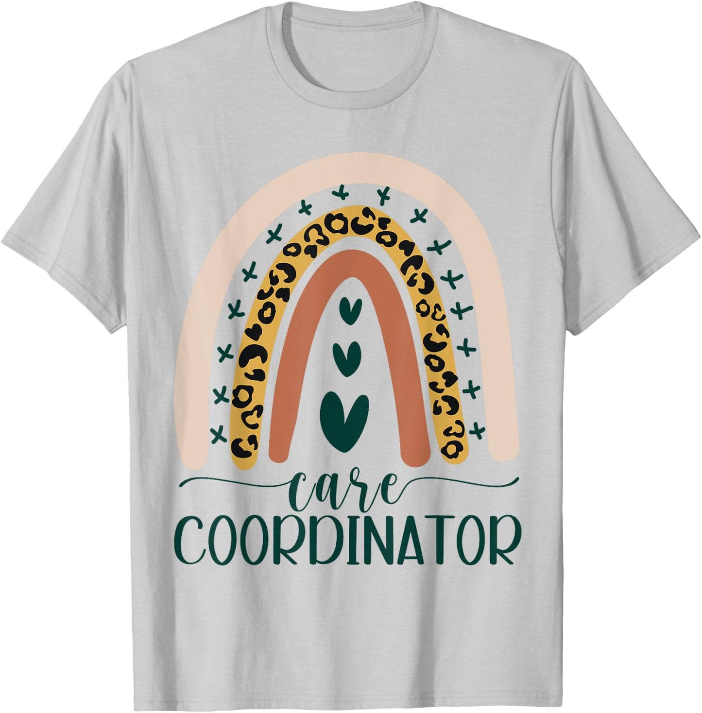 Care Coordinator Case Manager Social Worker Leopard Rainbow T-Shirt - T-Shirt | Ash