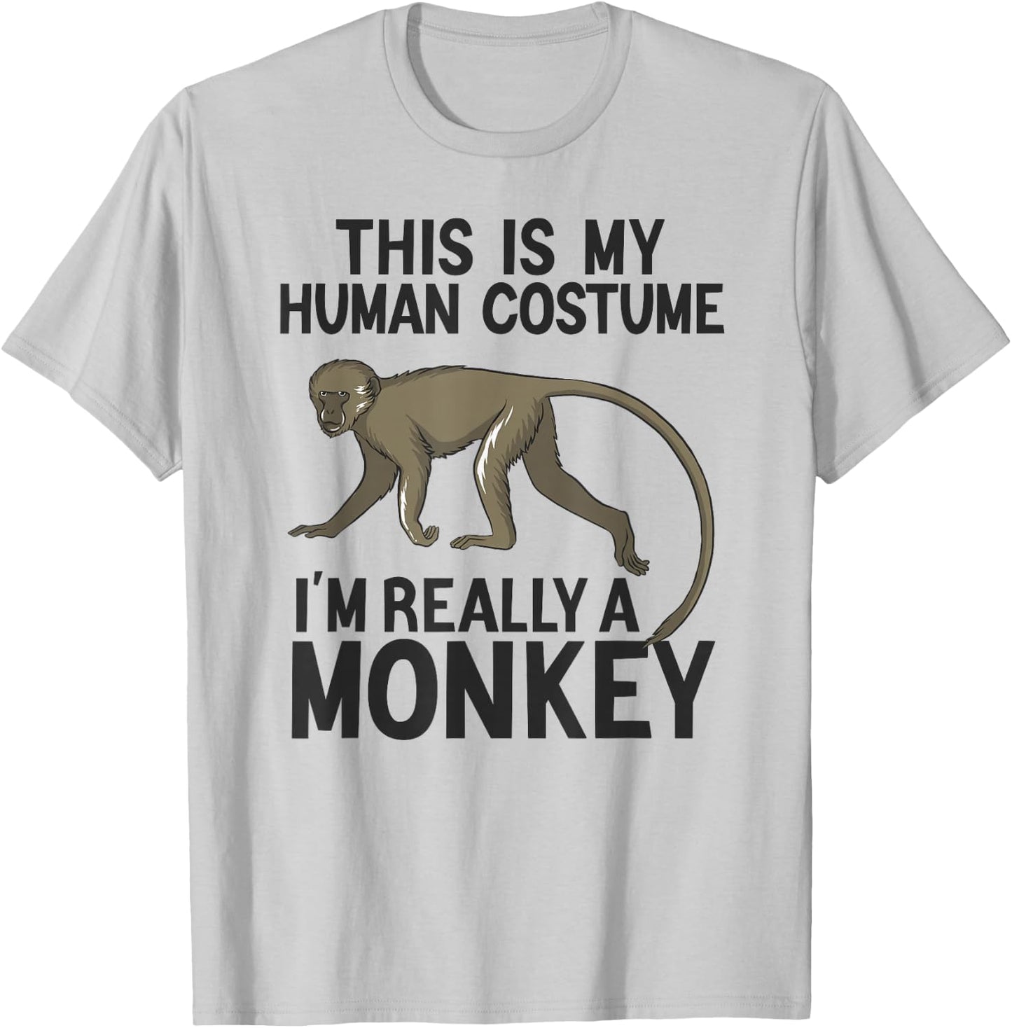 Simple Halloween Costumes Women Funny Monkey Costume T-Shirt - T-Shirt | Ash