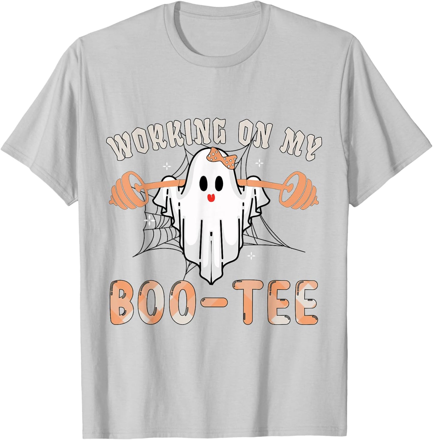 Working On My Bootee Ghost Boo Gym Spooky Funny Halloween T-Shirt - T-Shirt | Ash