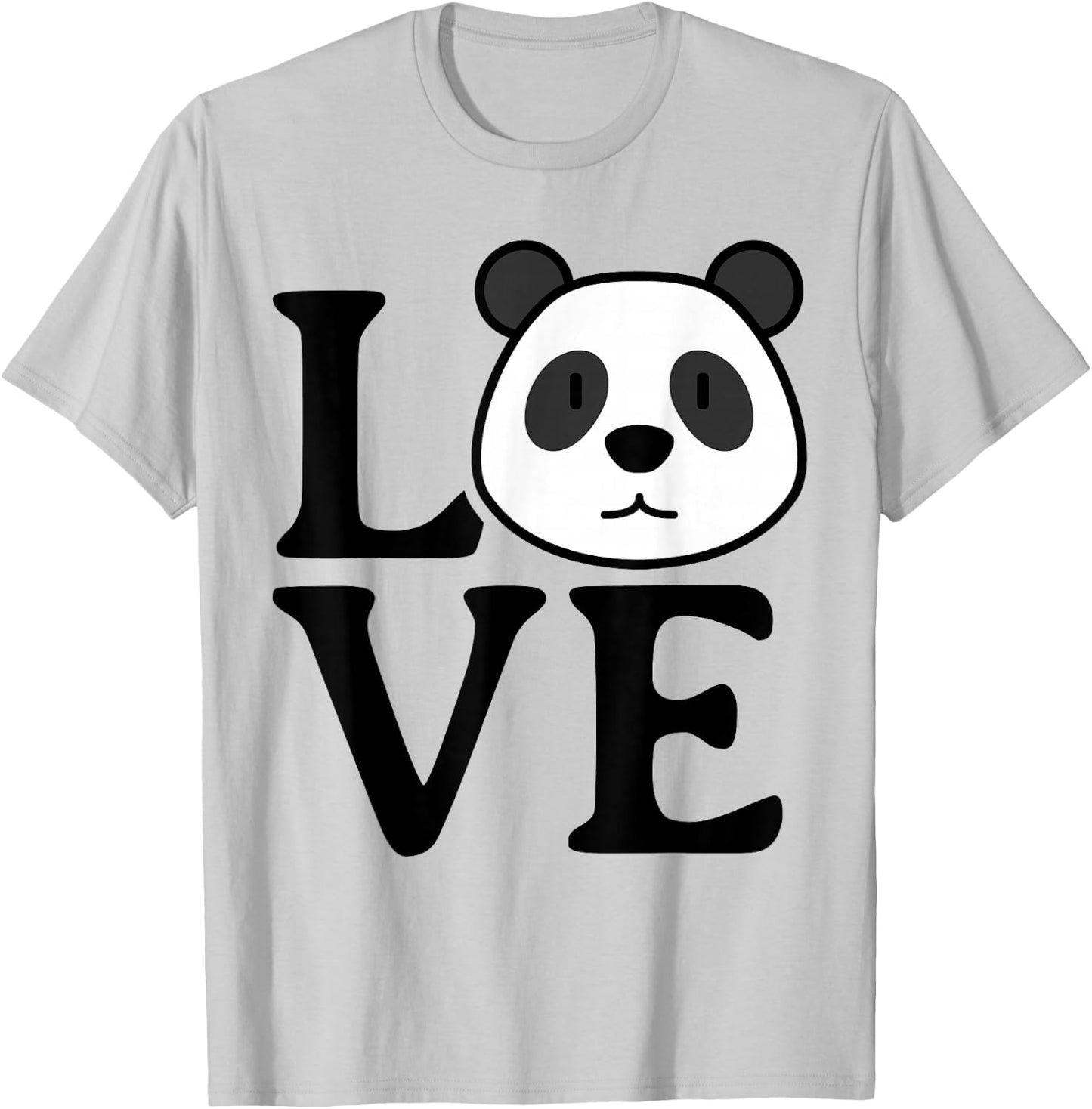 LOVE Panda Cute Funny Kawaii Minimalist Graphic Design T-Shirt - T-Shirt | Ash
