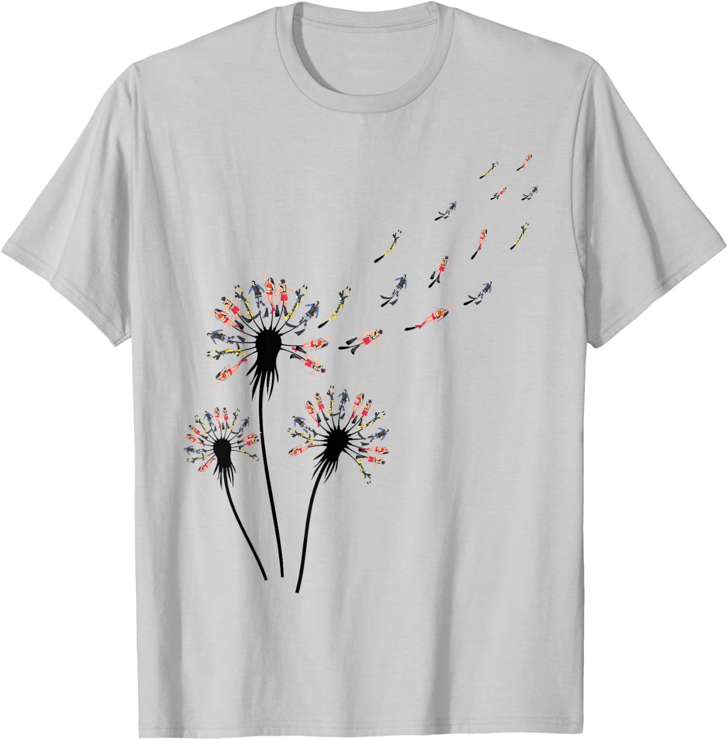 Dandelion Diving Shirt for Scuba Diver | Scuba Diving T-Shirt - T-Shirt | Ash